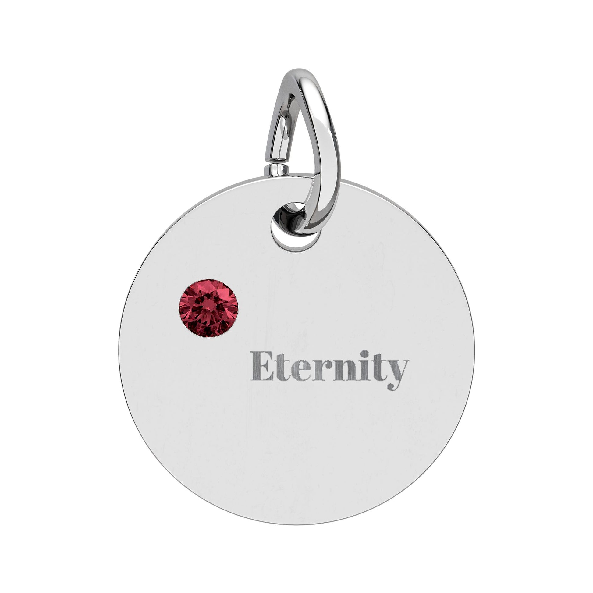 Engravable Birthstone Circle Charm — Personalized 'Eternity' Pendant