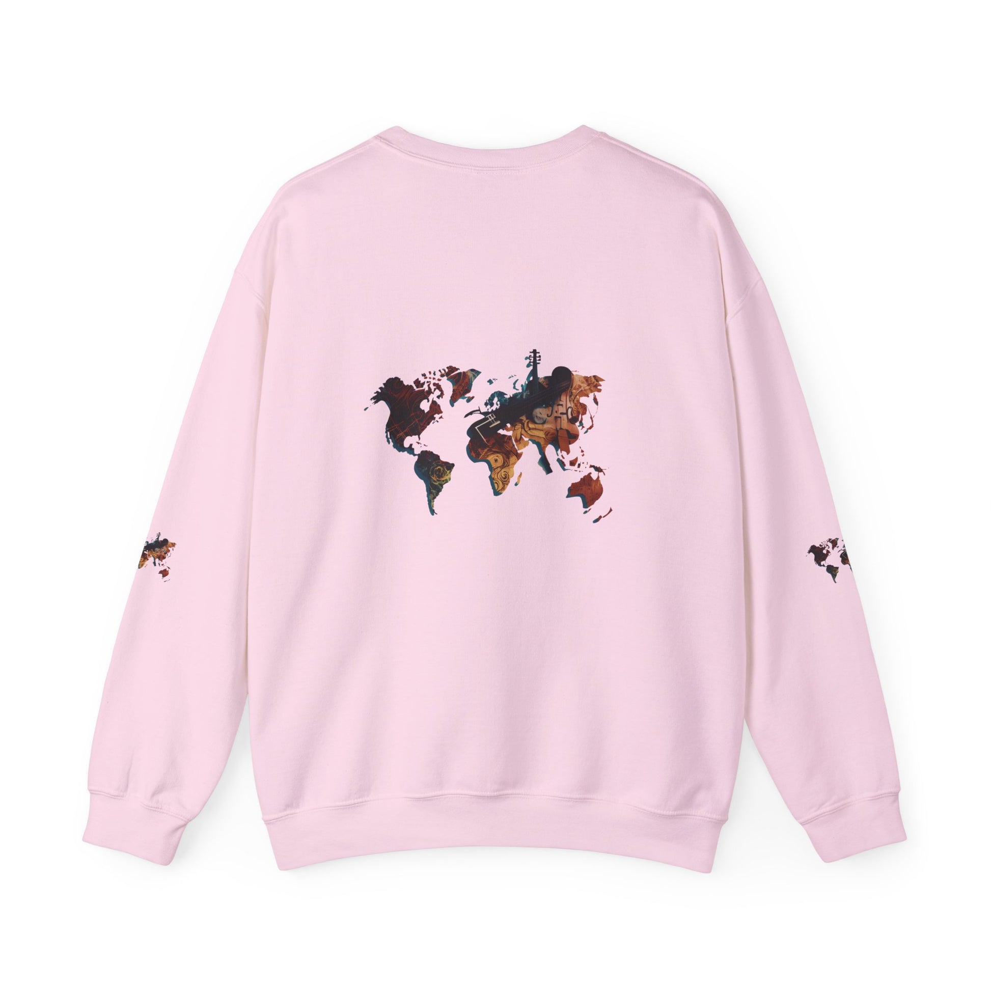 World Map Marble Crewneck Sweatshirt — Artistic Travel Map Pullover