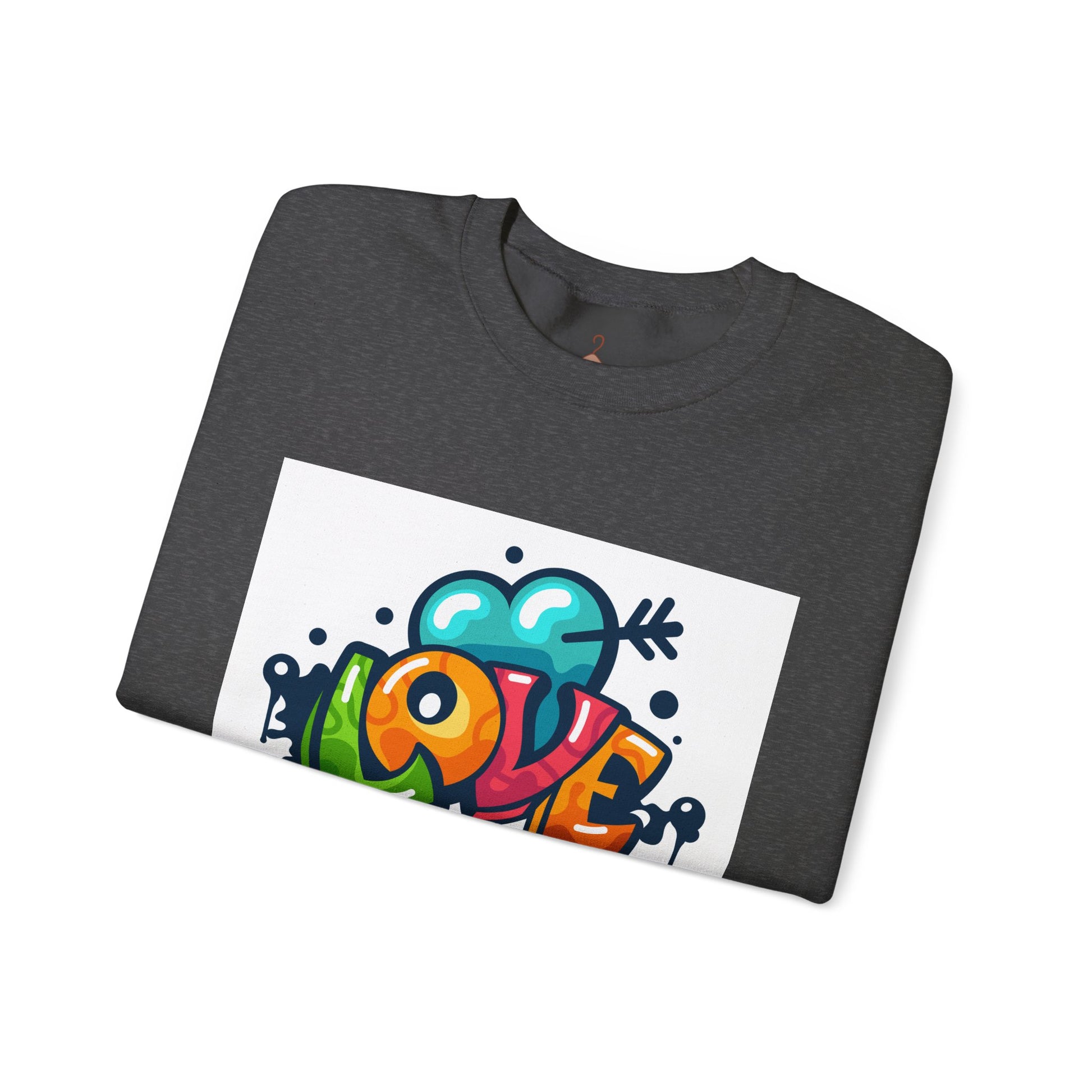 Love Gracias Crewneck Sweatshirt — Colorful Graffiti Heart Thank You Pullover