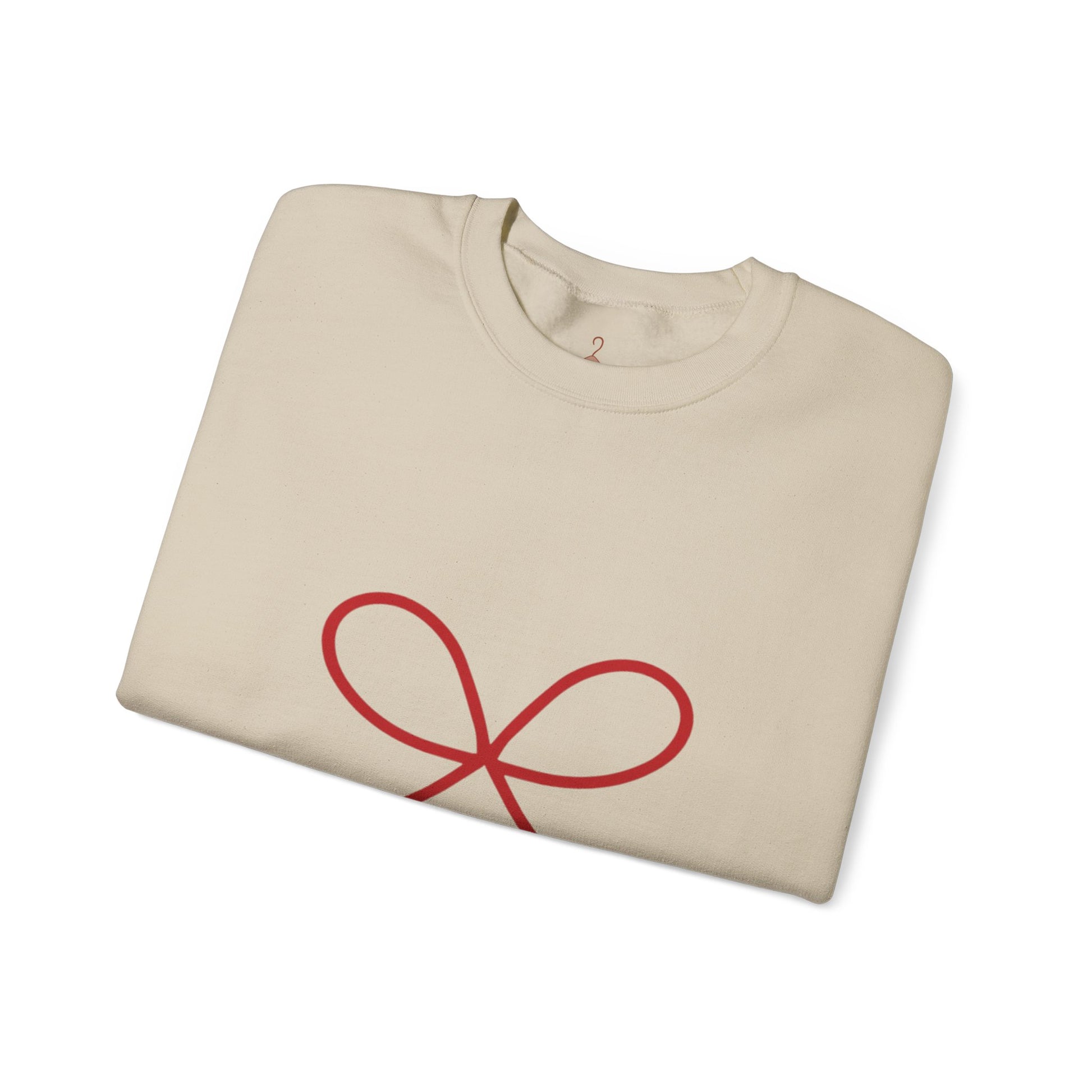 Crewneck Sweatshirt — Minimal Red Bow Graphic, Cute Gift for Her & Holidays