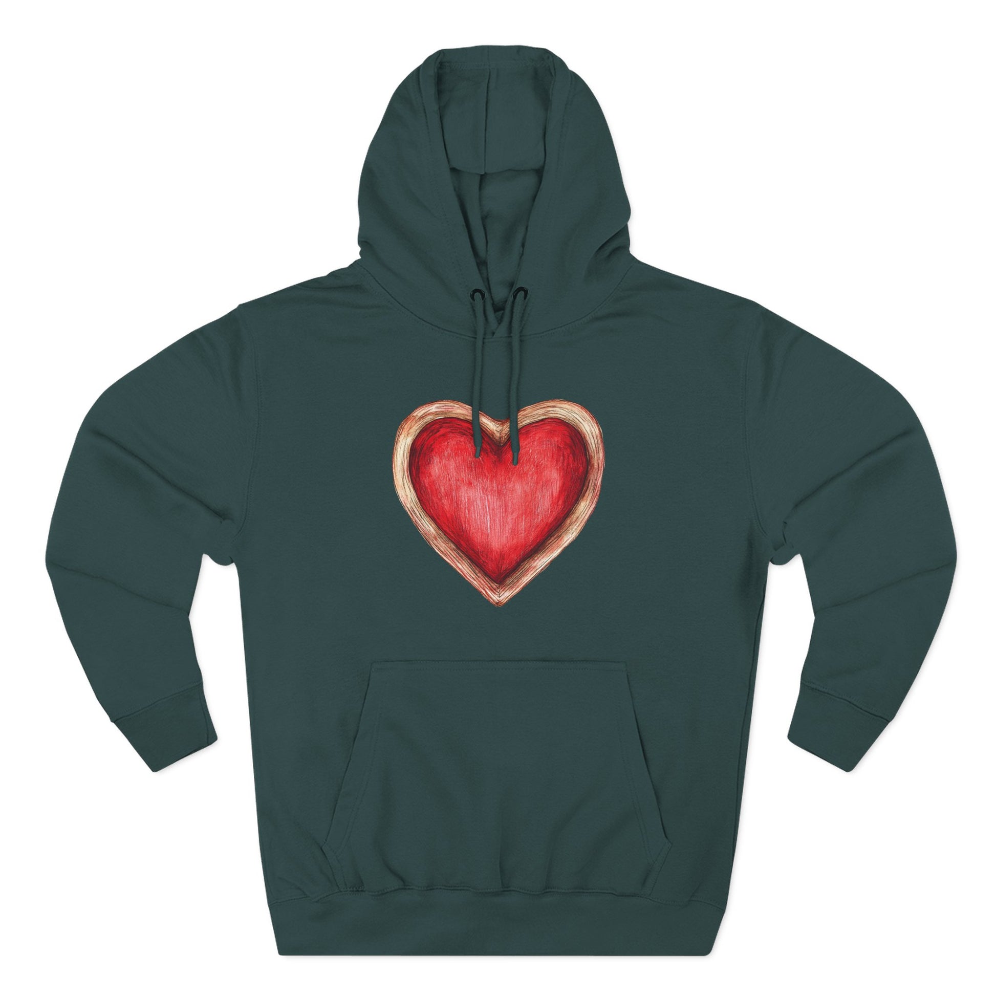 Heart Watercolor Hoodie — Hand-Painted Red Heart Pullover for Valentine's Day