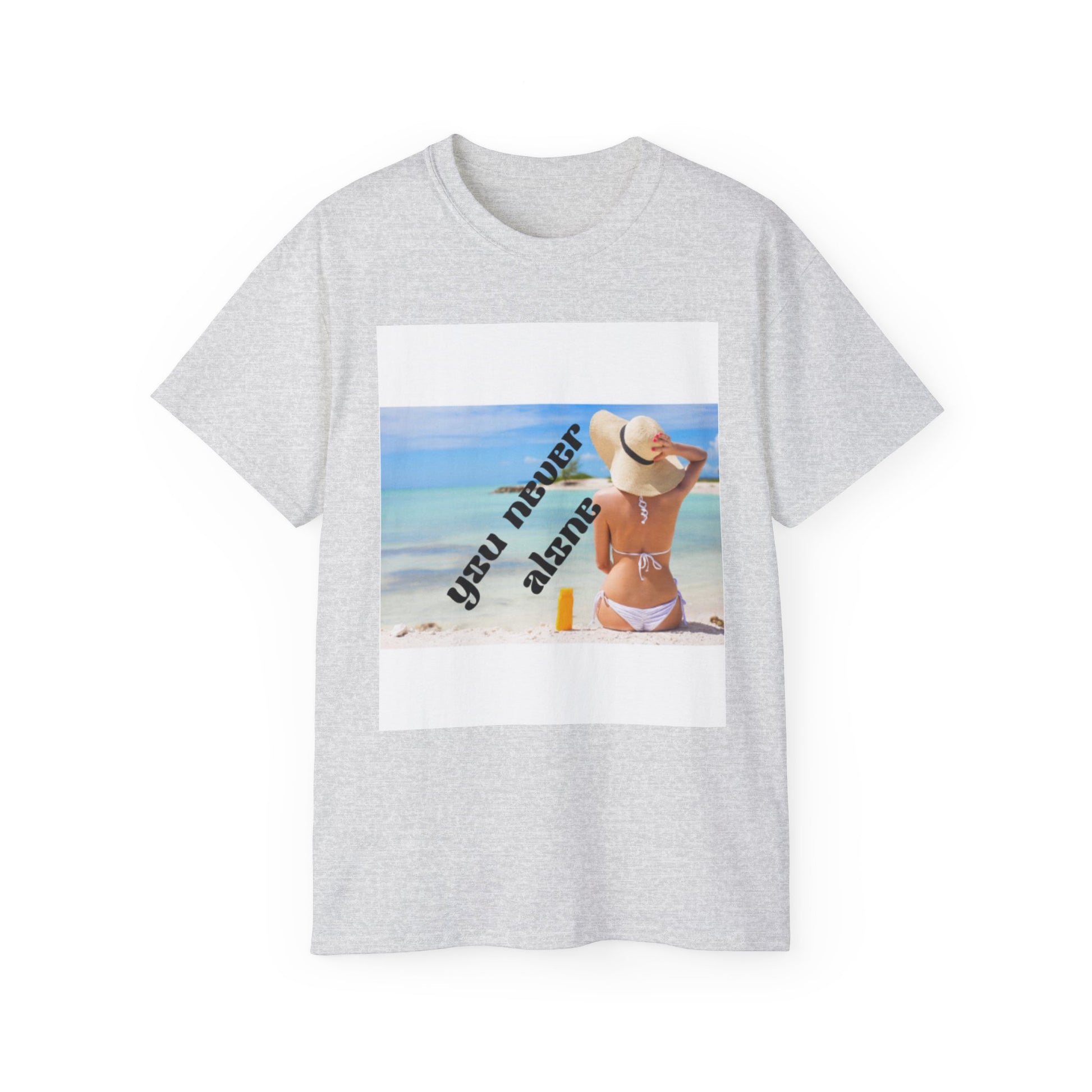 Beach Vibes Unisex Tee - 'You Never Alone' Graphic Tee, Summer Apparel, Casual Wear, Gift for Her, Relaxation Shirt