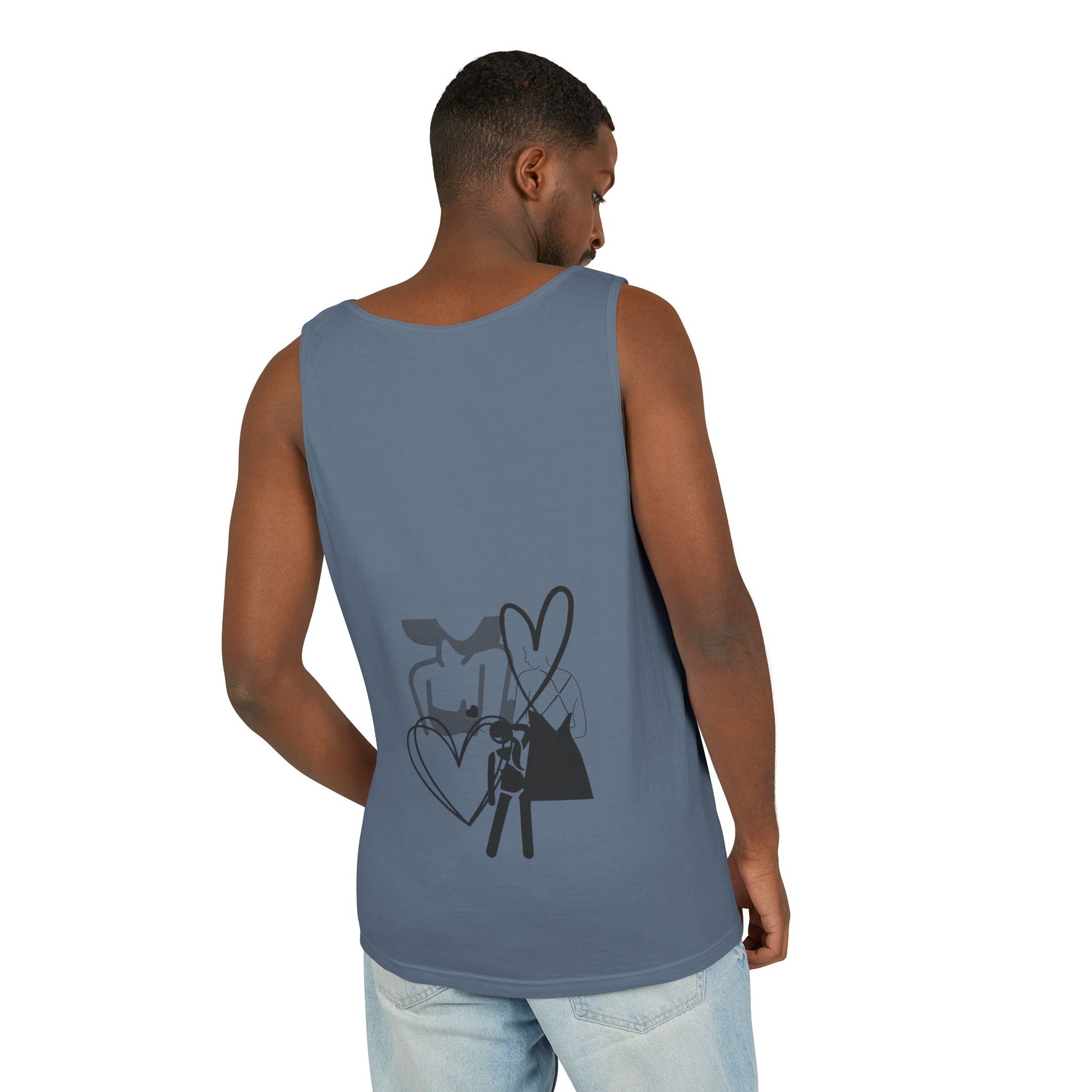 Abstract Love Graphic Tank Top — Minimalist Couple Heart Artwork