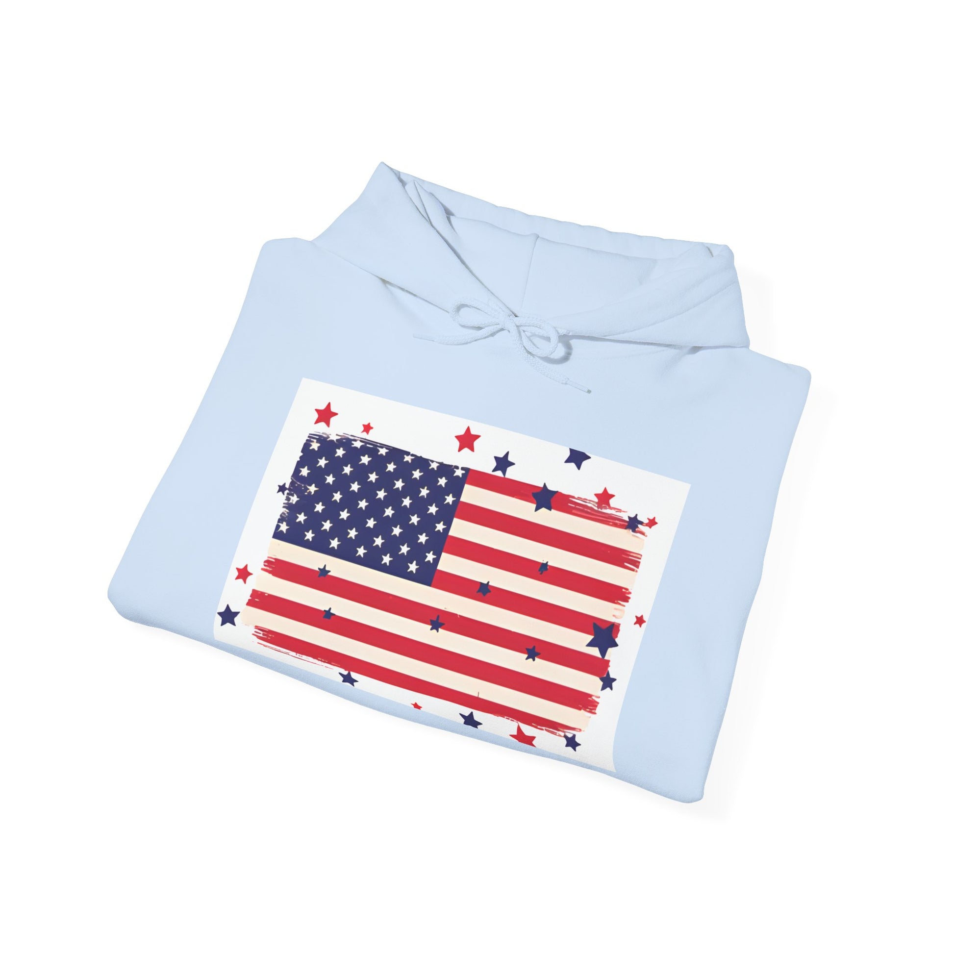 Patriotic Hooded Sweatshirt with Stars and Stripes