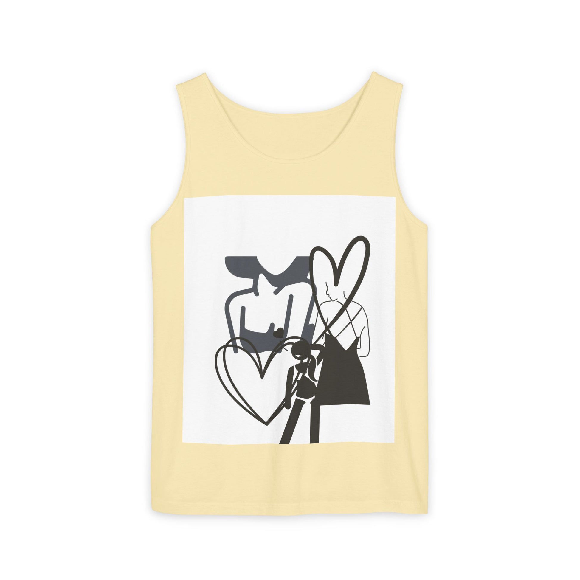 Abstract Love Graphic Tank Top — Minimalist Couple Heart Artwork