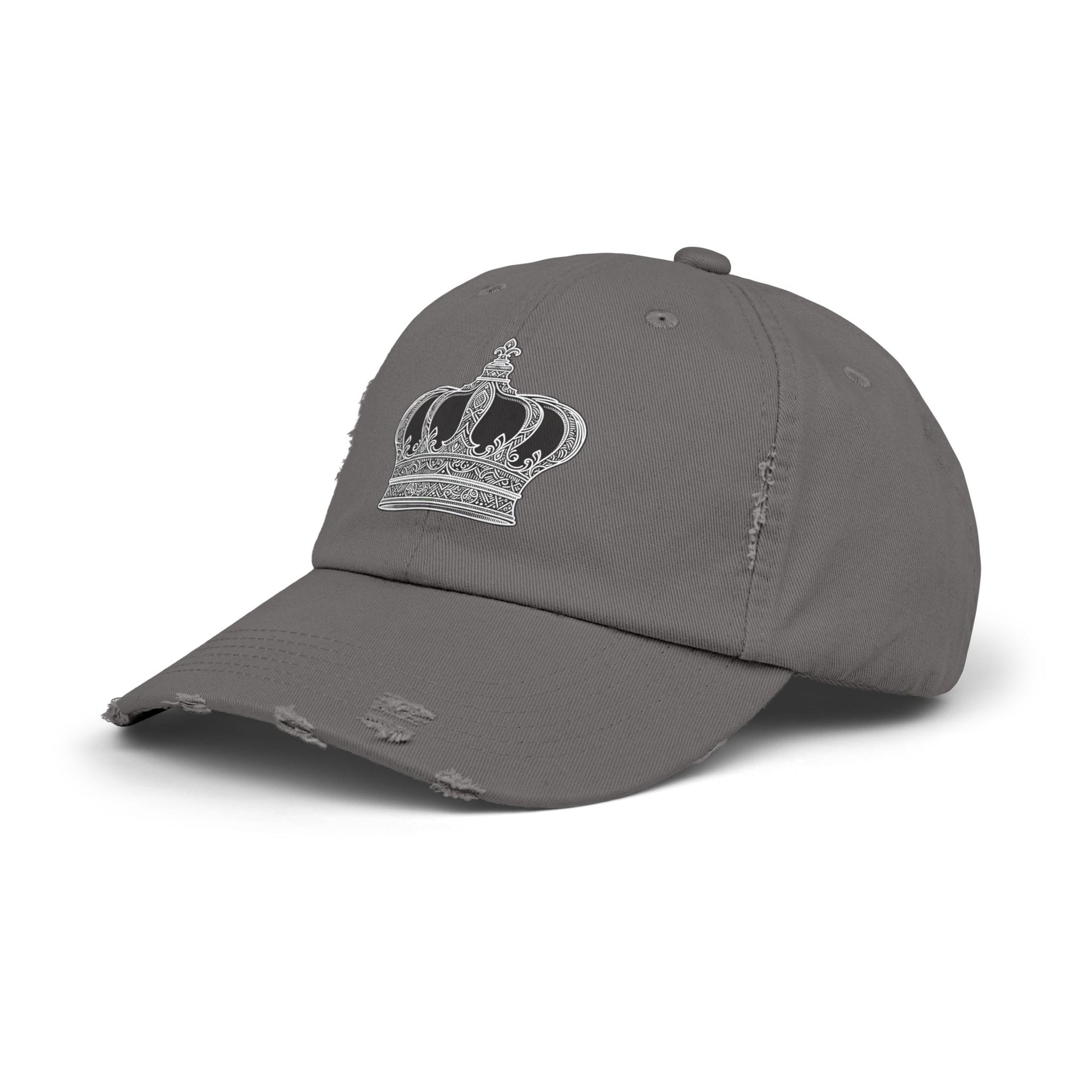 Crown Embroidered Unisex Distressed Cap