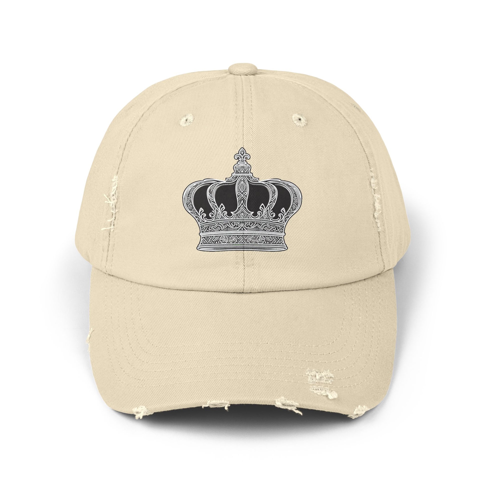 Crown Embroidered Unisex Distressed Cap