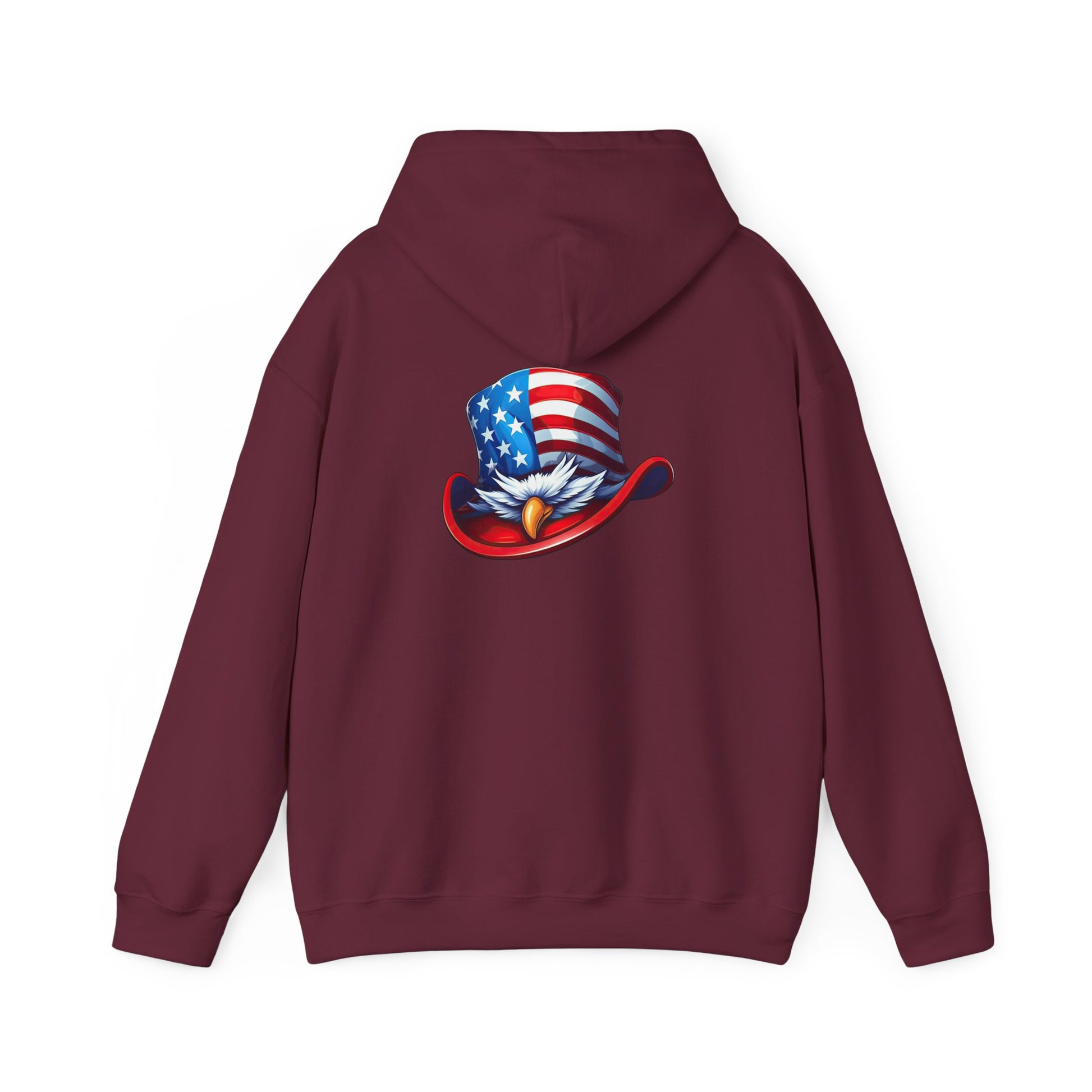 Patriotic Eagle Top Hat Hoodie — American Flag Bald Eagle Graphic Hoodie