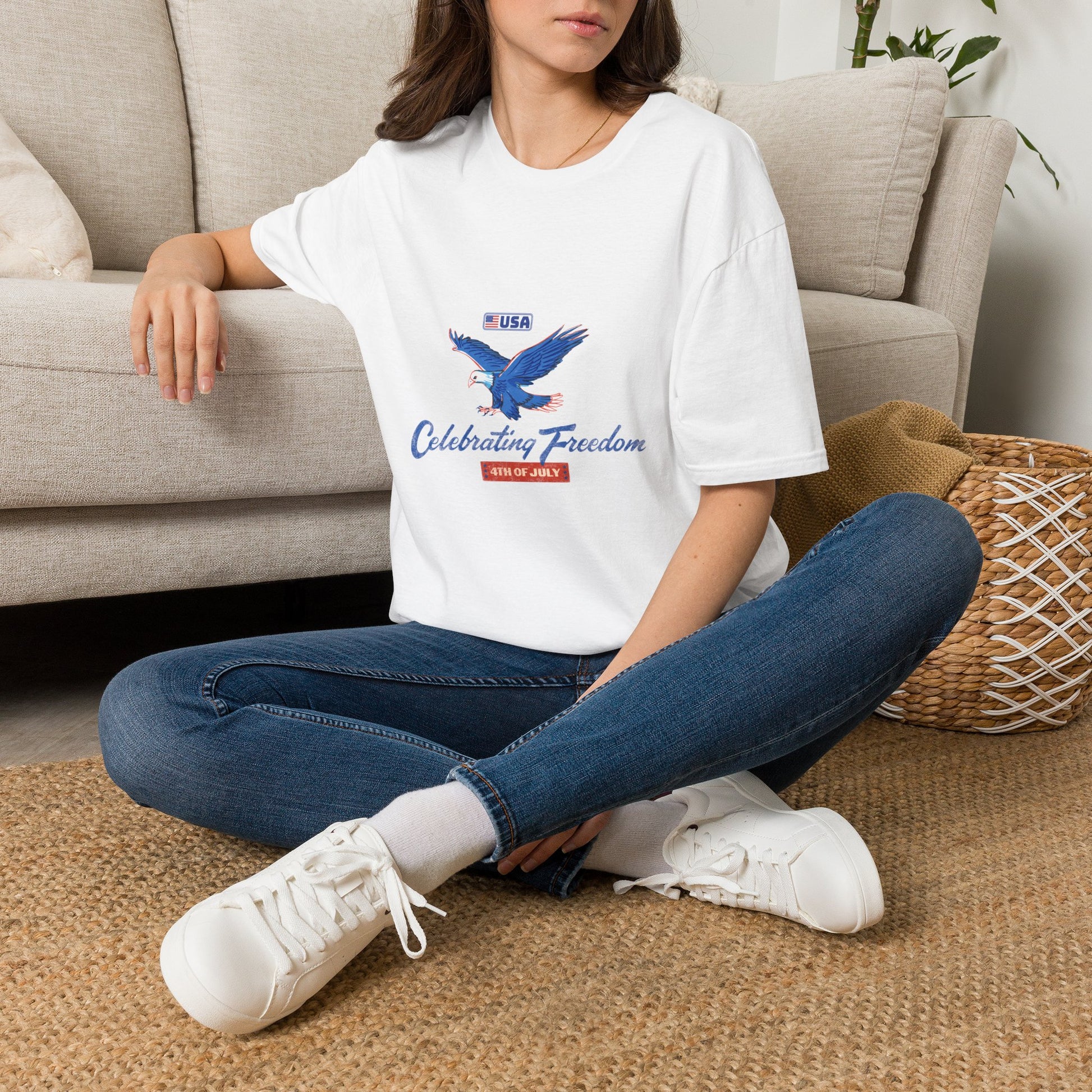 Patriotic Eagle T-Shirt — "Celebrating Freedom" USA Graphic Tee