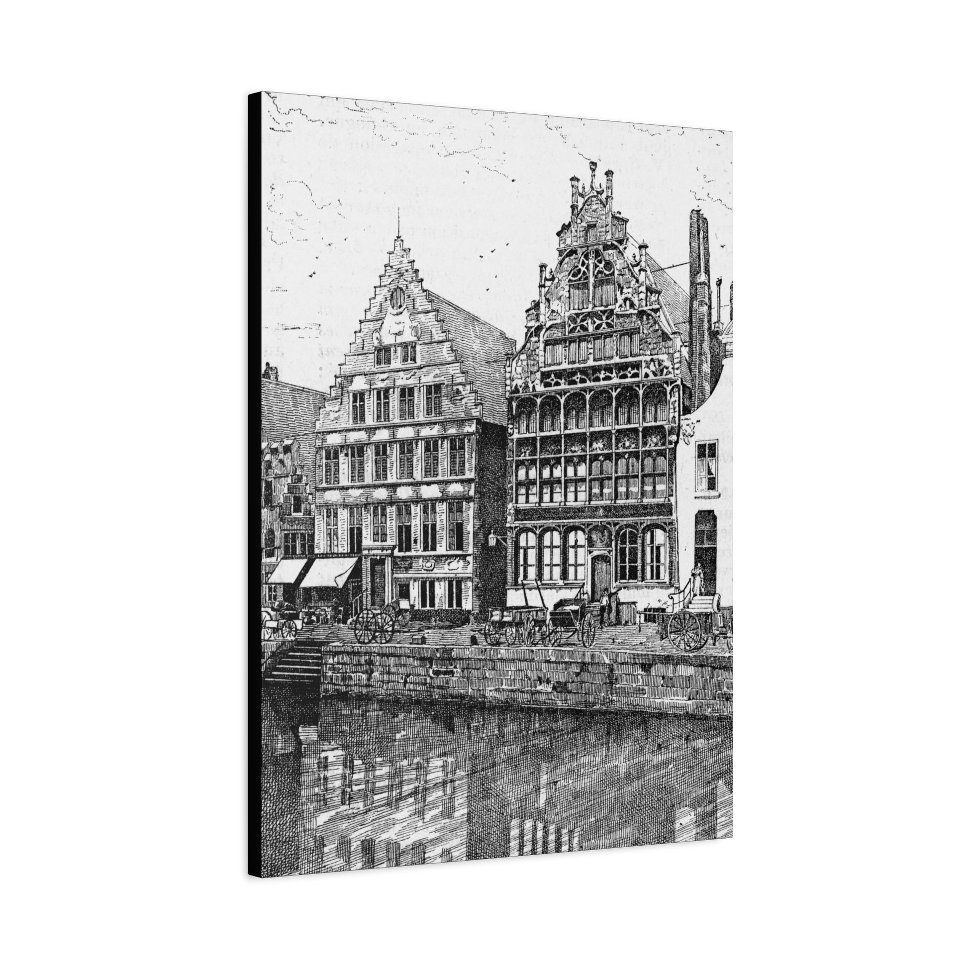 Artistic Matte Canvas Wall Art, Black and White Building Print, Home Decor