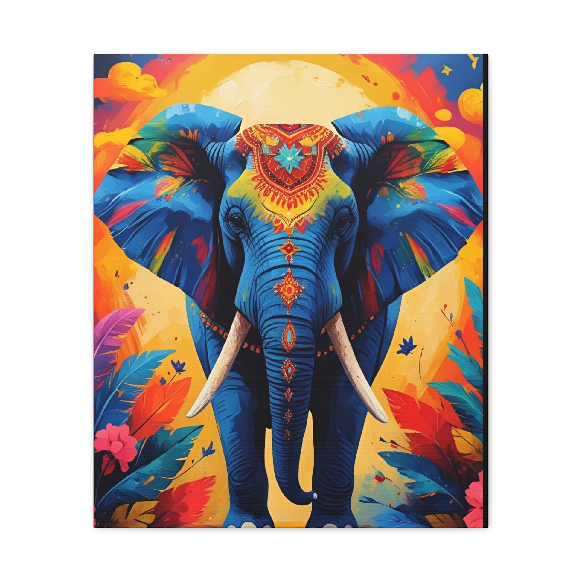 Vibrant Elephant Canvas Print, Colorful Wall Art, Bohemian Home Decor, Unique Gift, Jungle Theme Decoration