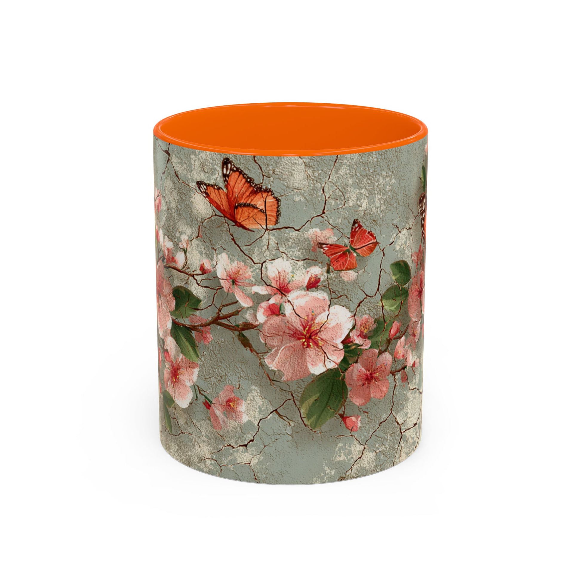 Floral Butterfly Accent Coffee Mug, Spring Gift, Kitchen Decor, Nature Lover Mug, Tea Cup