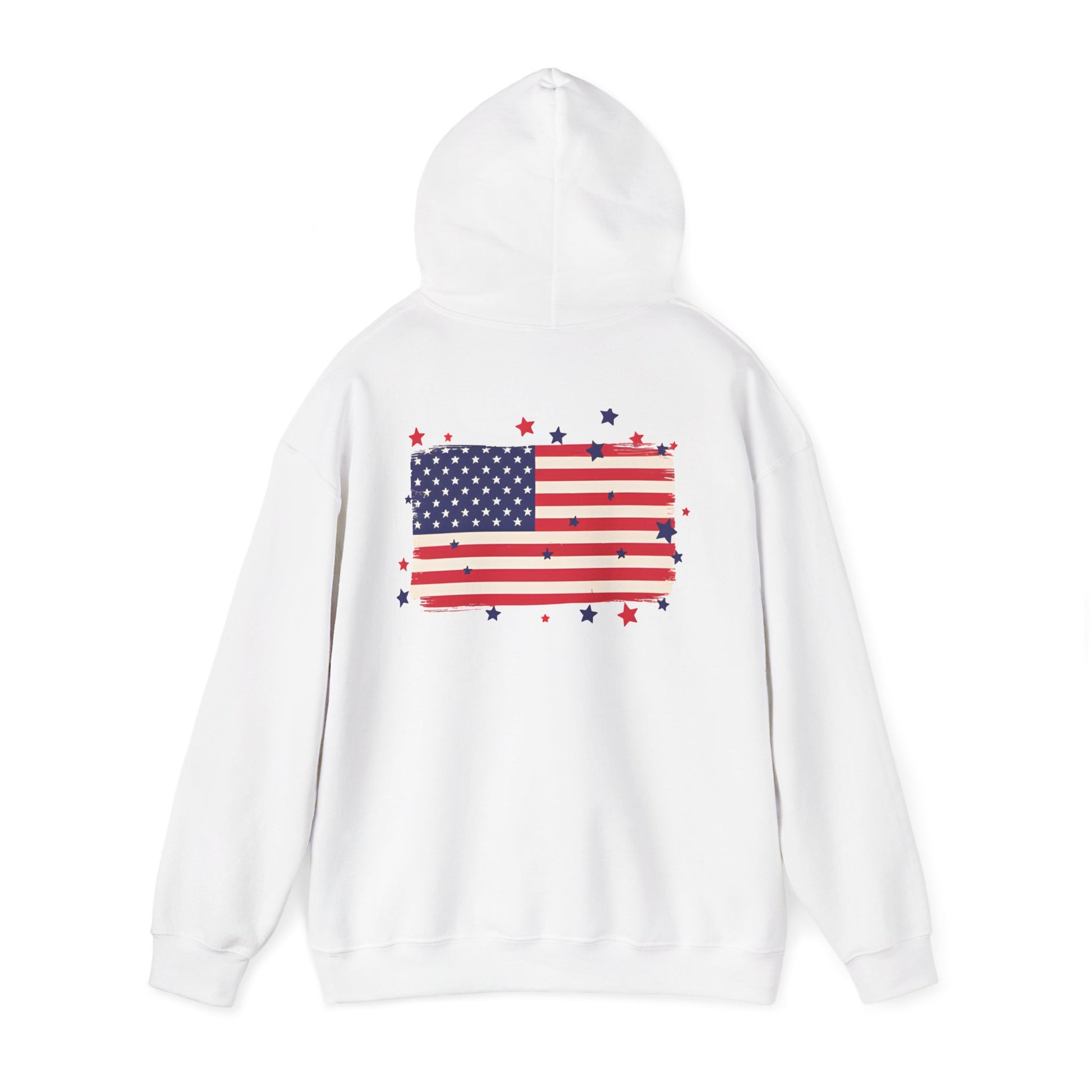 Patriotic Hooded Sweatshirt with Stars and Stripes