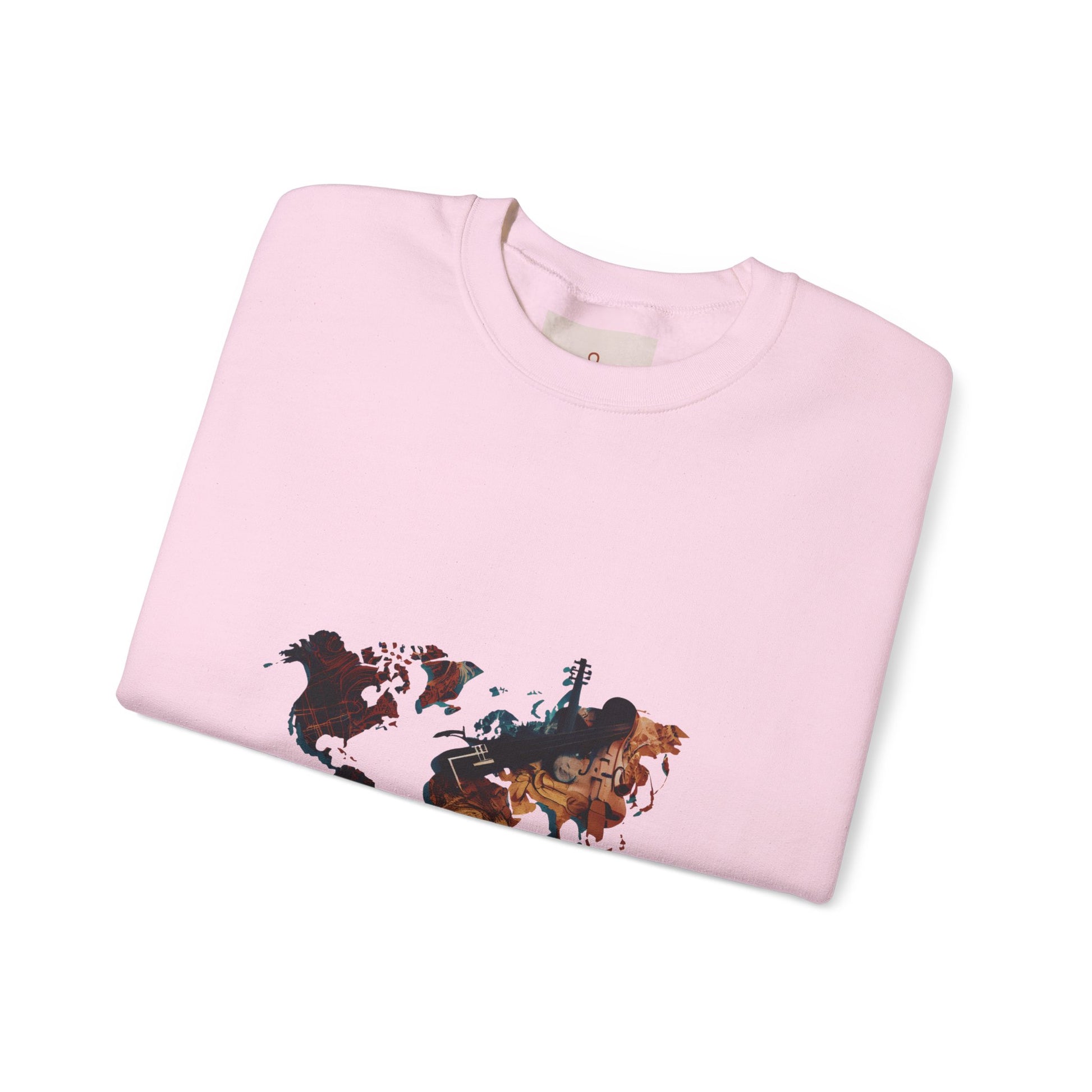 World Map Marble Crewneck Sweatshirt — Artistic Travel Map Pullover