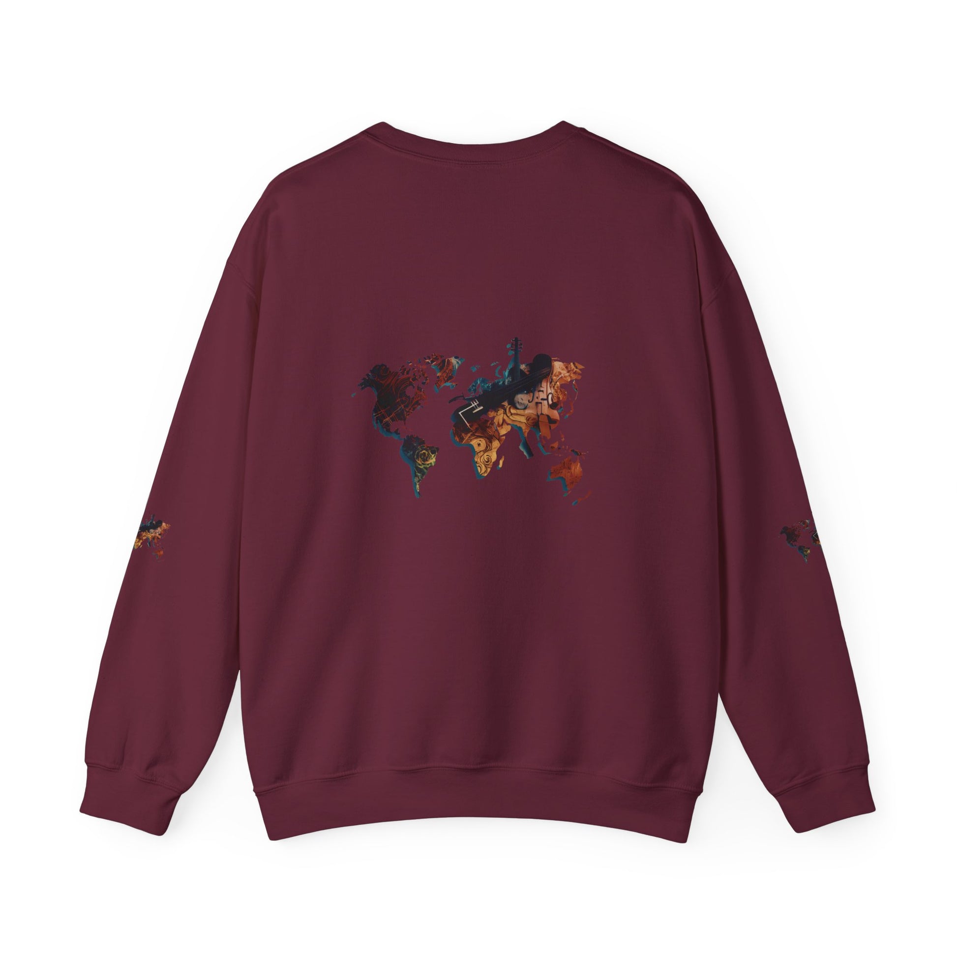 World Map Marble Crewneck Sweatshirt — Artistic Travel Map Pullover