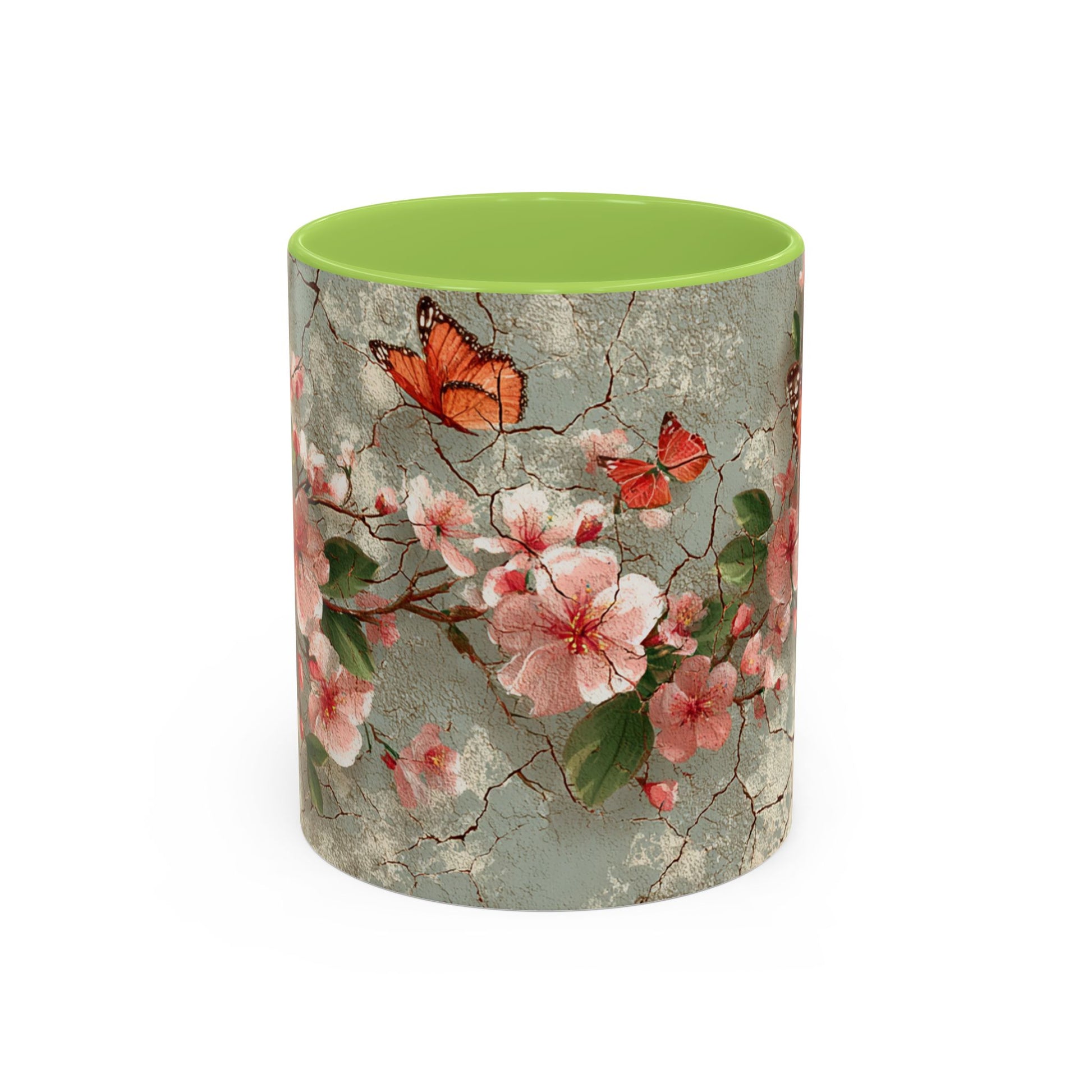 Floral Butterfly Accent Coffee Mug, Spring Gift, Kitchen Decor, Nature Lover Mug, Tea Cup