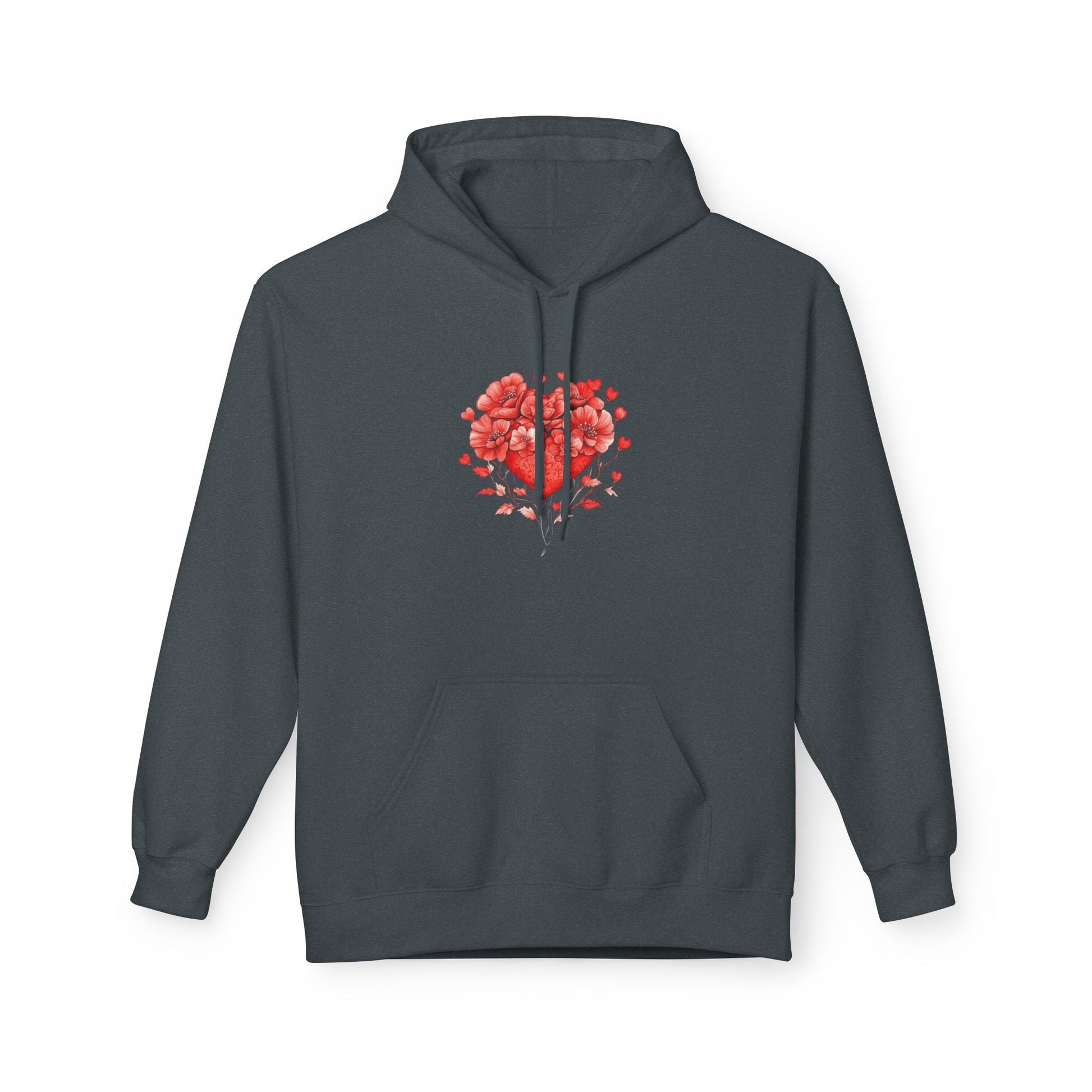 Heart of Roses Hoodie — Floral Heart Graphic Sweatshirt for Valentine's Day