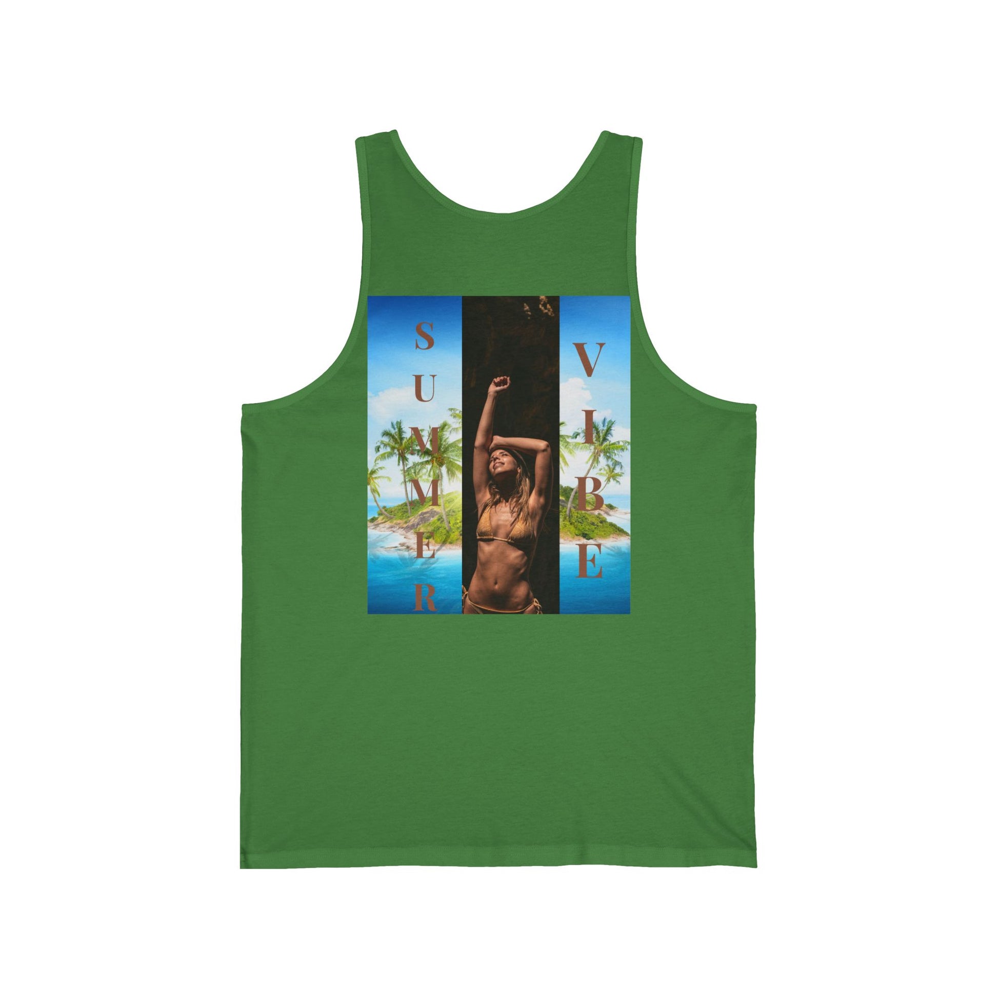 Summer Vibe Tank Top — Tropical Sunset Graphic Tank with 'SUMMER' Text