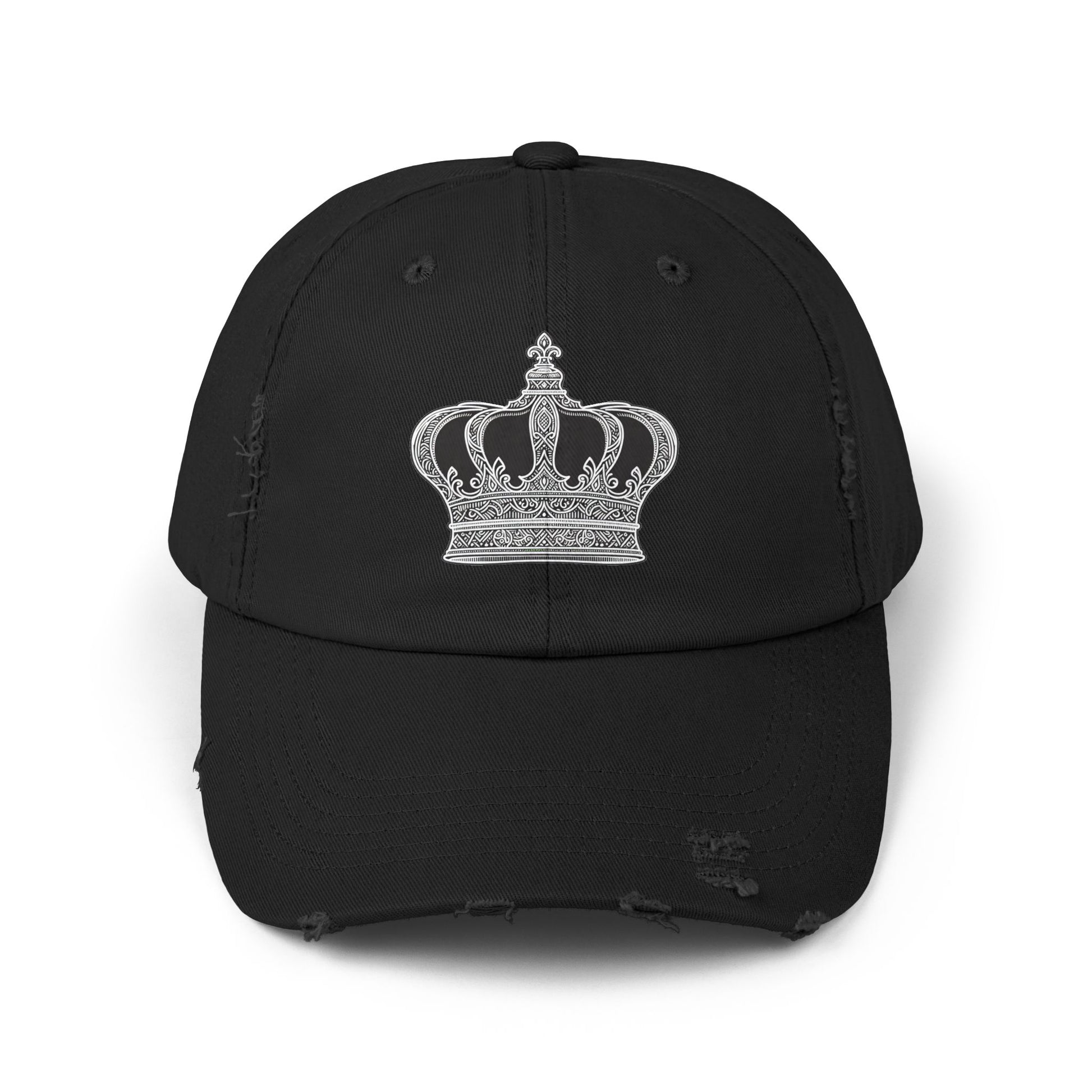 Crown Embroidered Unisex Distressed Cap