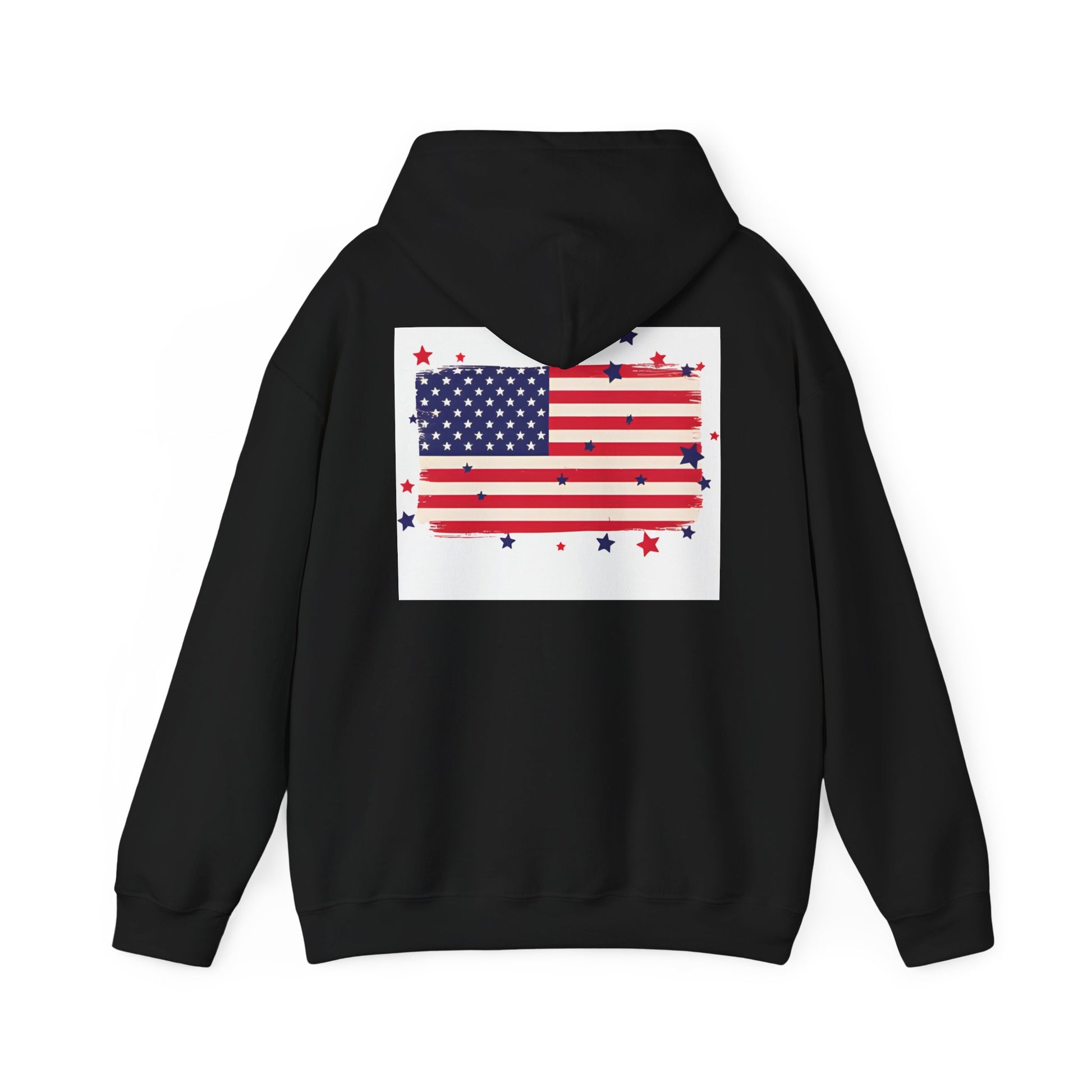 Patriotic Hooded Sweatshirt with Stars and Stripes