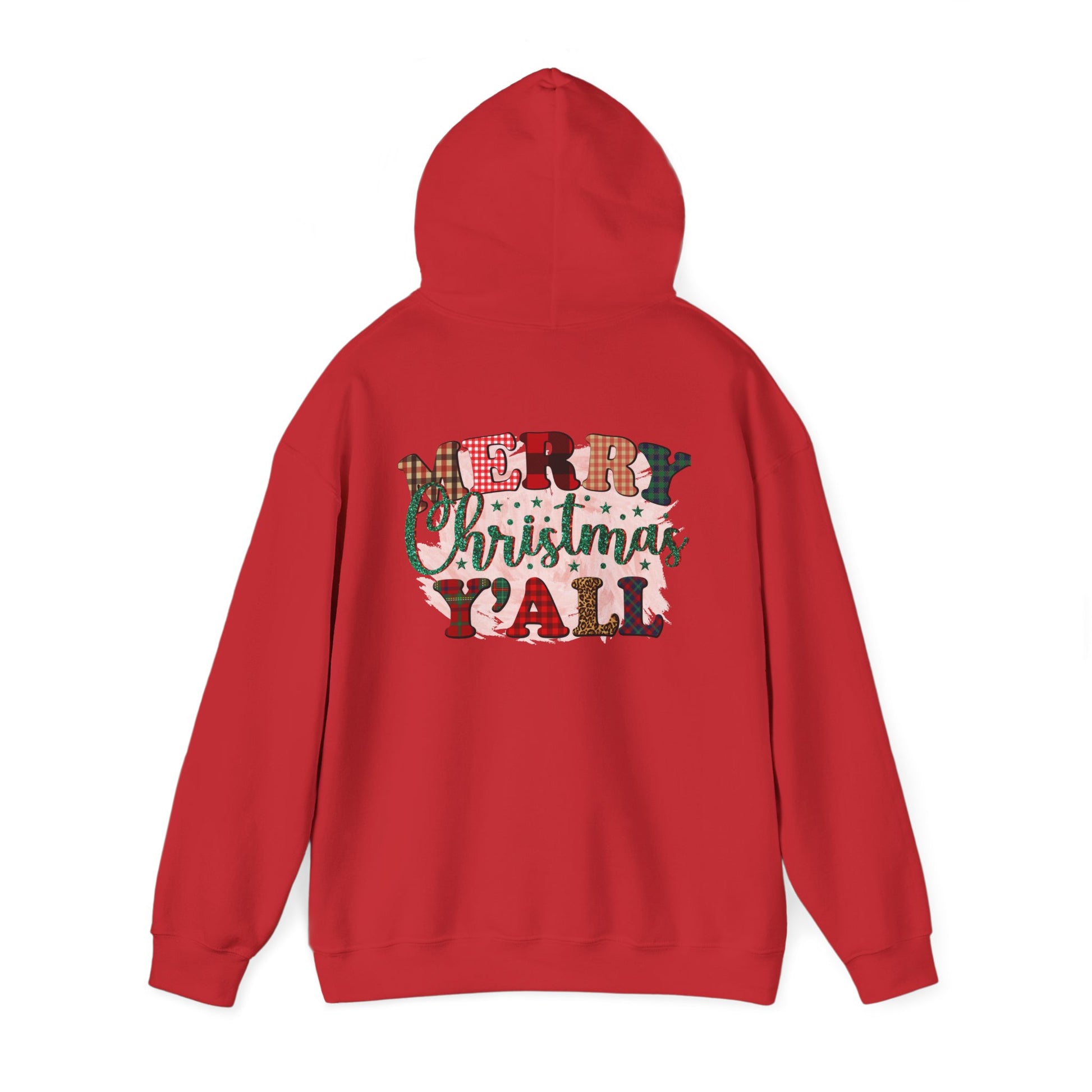 Merry Christmas Y'all Hoodie – Plaid Holiday Graphic Hooded Sweatshirt
