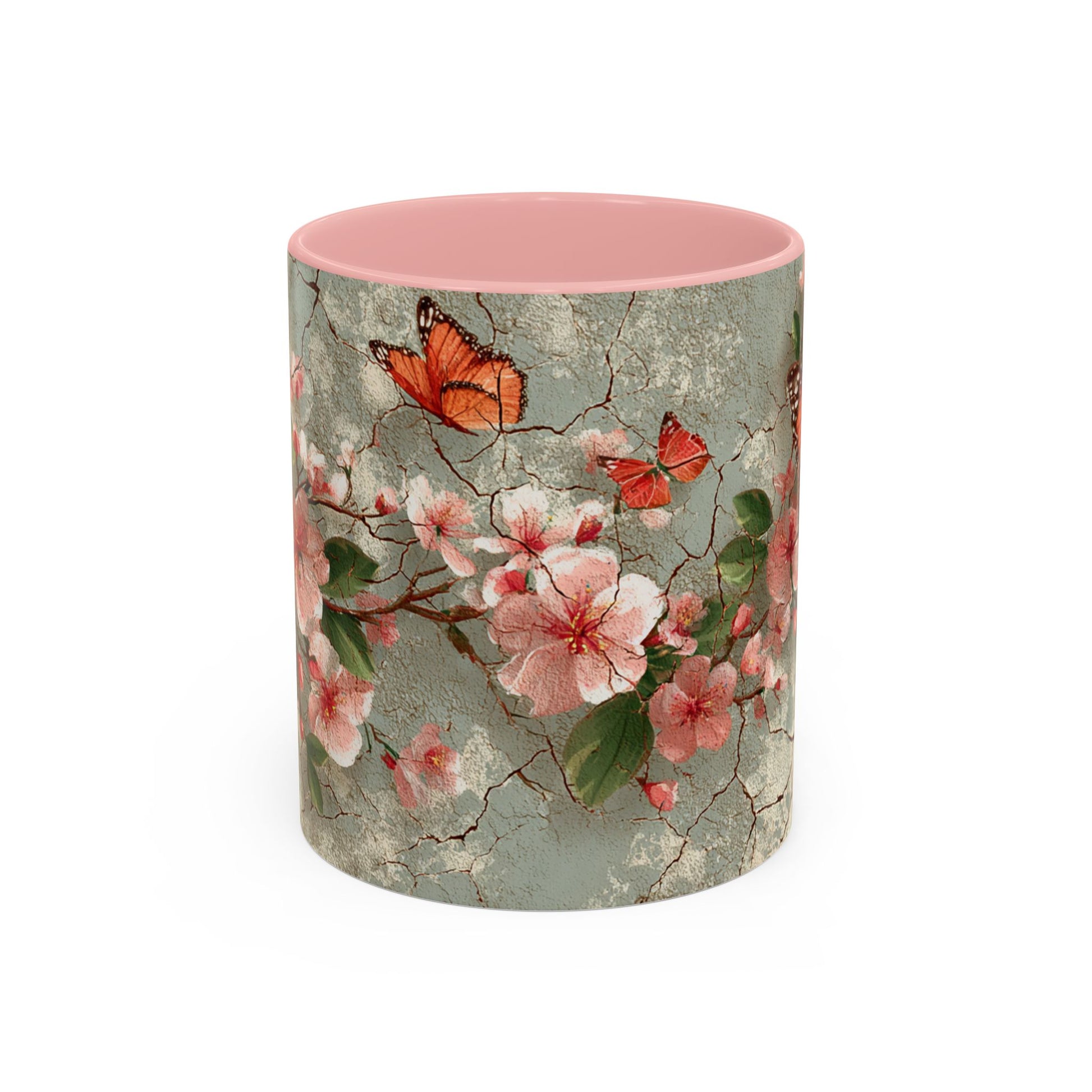 Floral Butterfly Accent Coffee Mug, Spring Gift, Kitchen Decor, Nature Lover Mug, Tea Cup