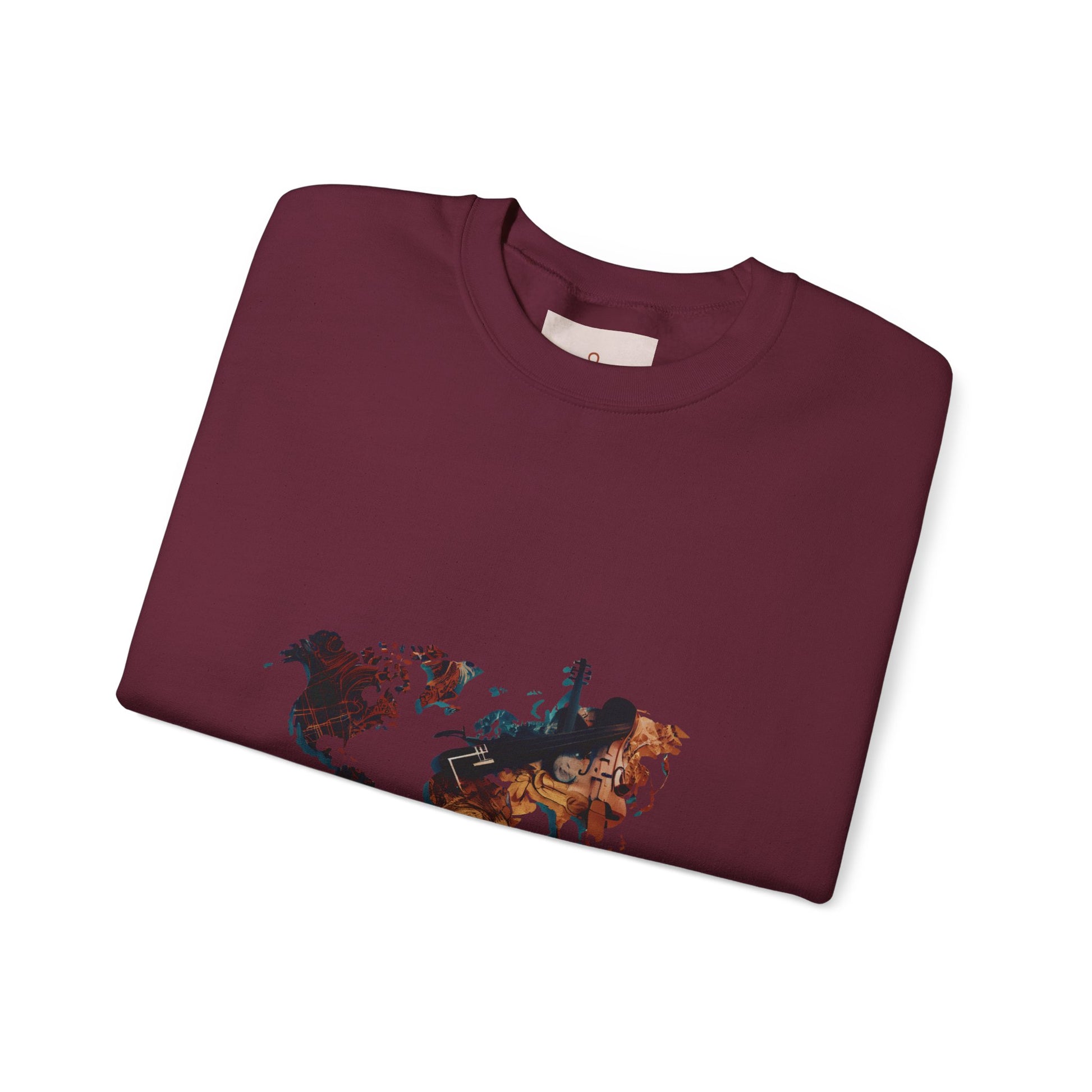 World Map Marble Crewneck Sweatshirt — Artistic Travel Map Pullover