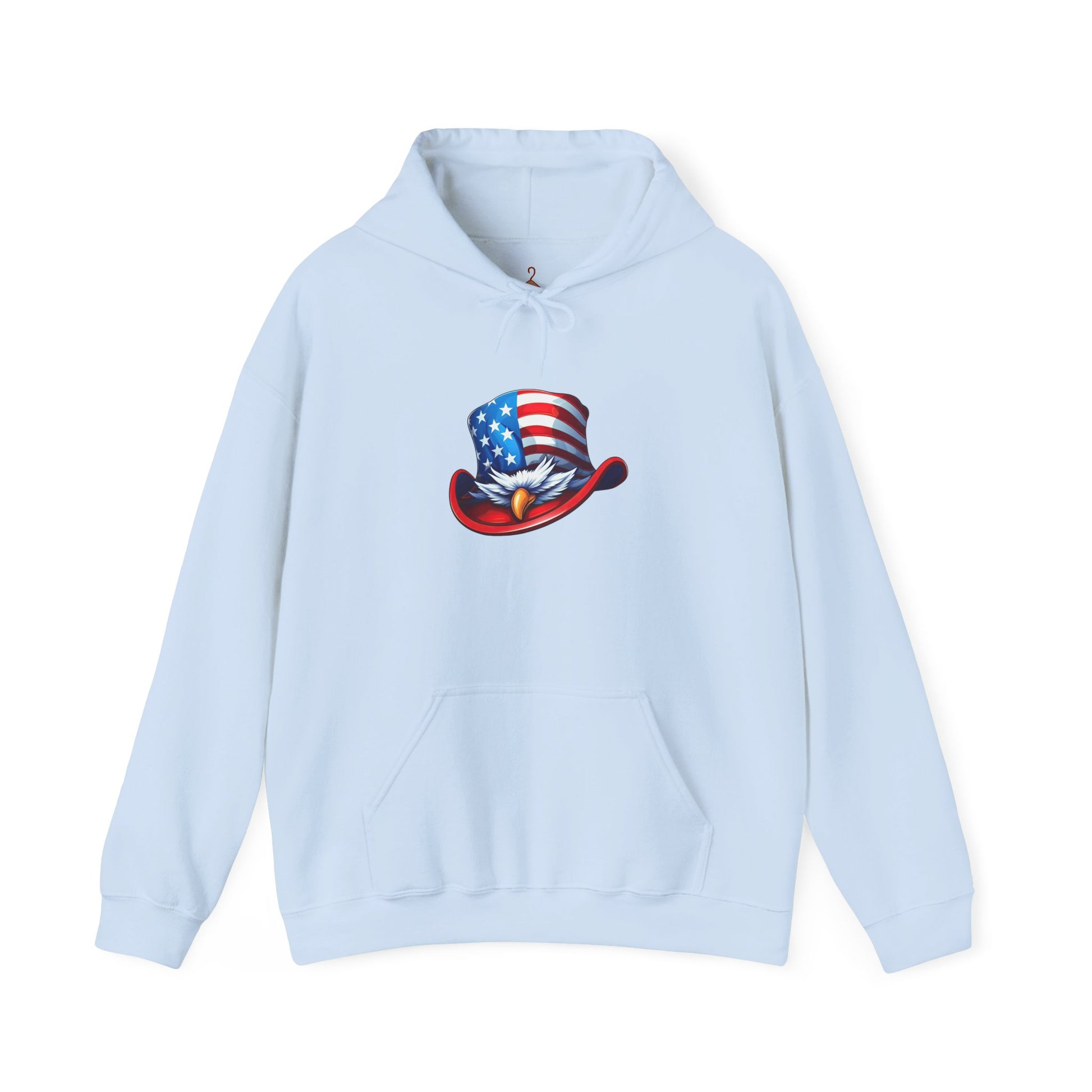 Patriotic Eagle Top Hat Hoodie — American Flag Bald Eagle Graphic Hoodie