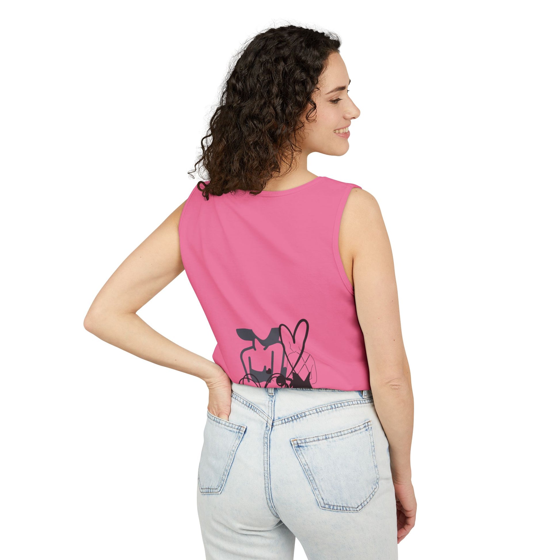 Abstract Love Graphic Tank Top — Minimalist Couple Heart Artwork