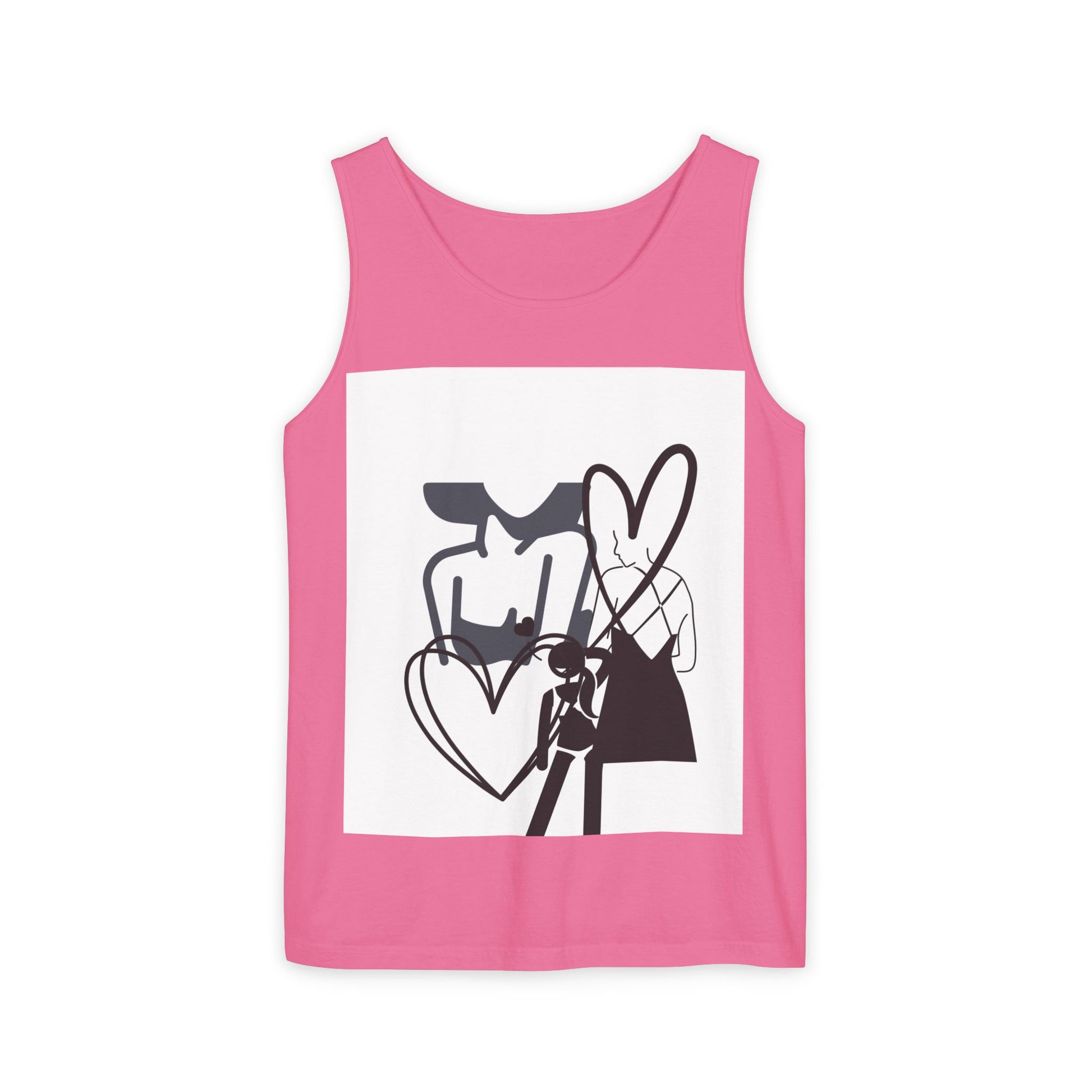 Abstract Love Graphic Tank Top — Minimalist Couple Heart Artwork