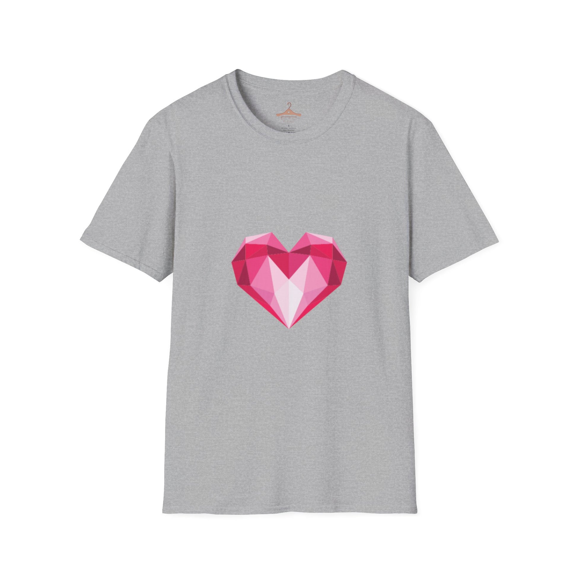 Geometric Pink Gem Heart T-Shirt