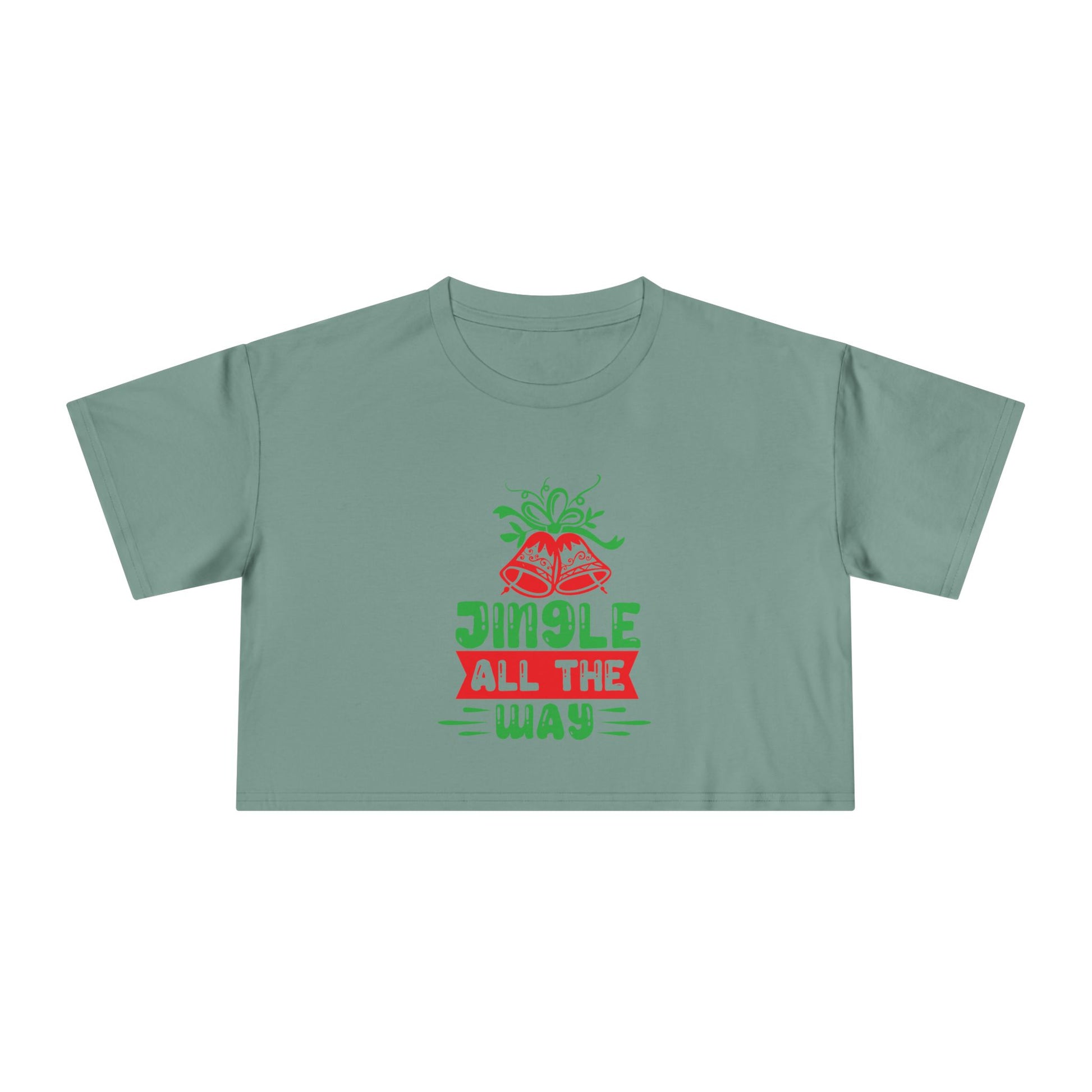 Crop Tee — "Jingle All the Way" Festive Women's Christmas Crop Top