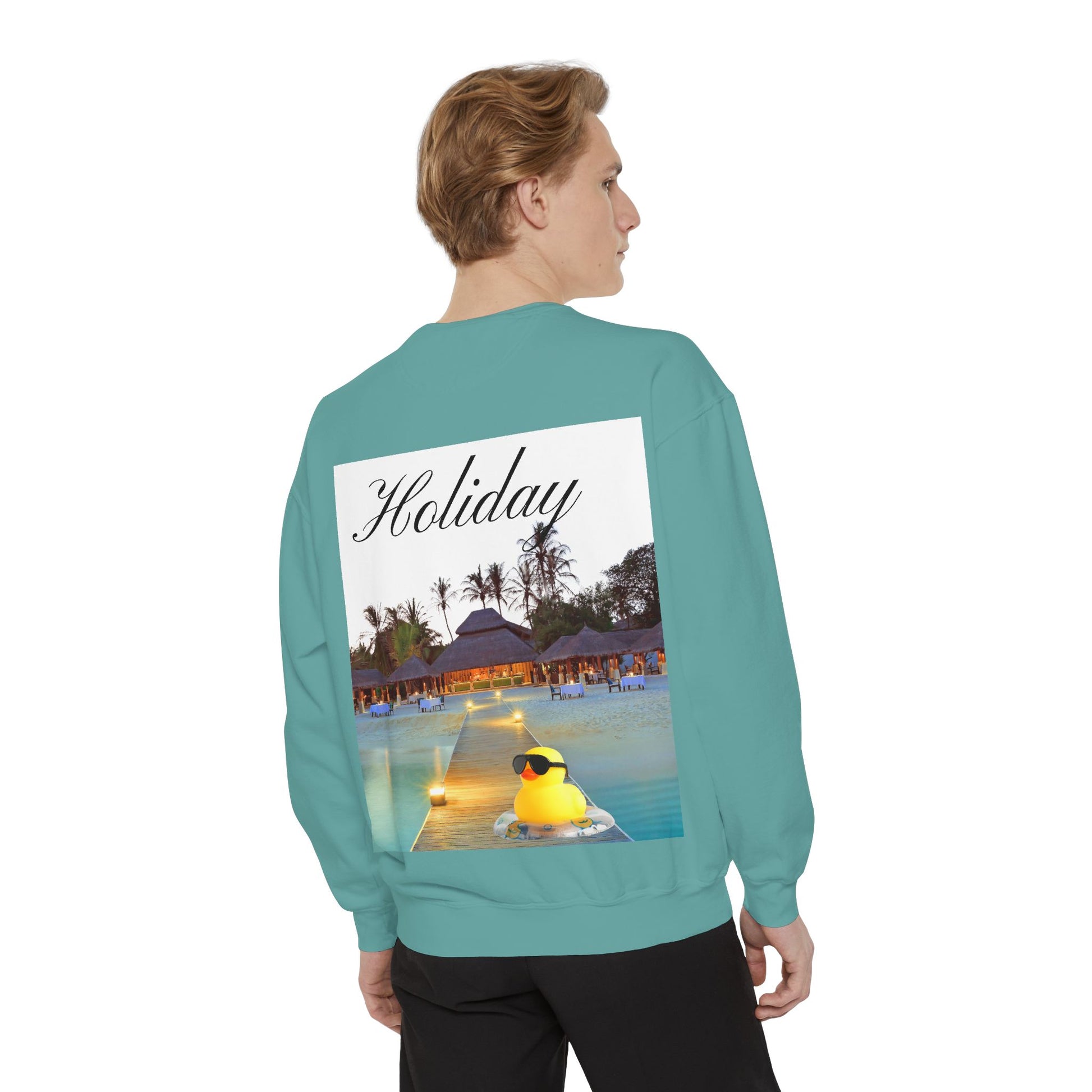 Holiday Rubber Duck Sweatshirt — Tropical Beach Graphic Sweatshirt