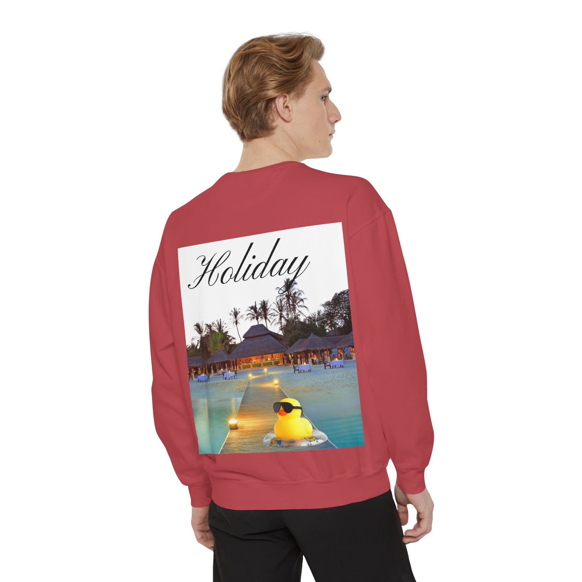 Holiday Rubber Duck Sweatshirt — Tropical Beach Graphic Sweatshirt