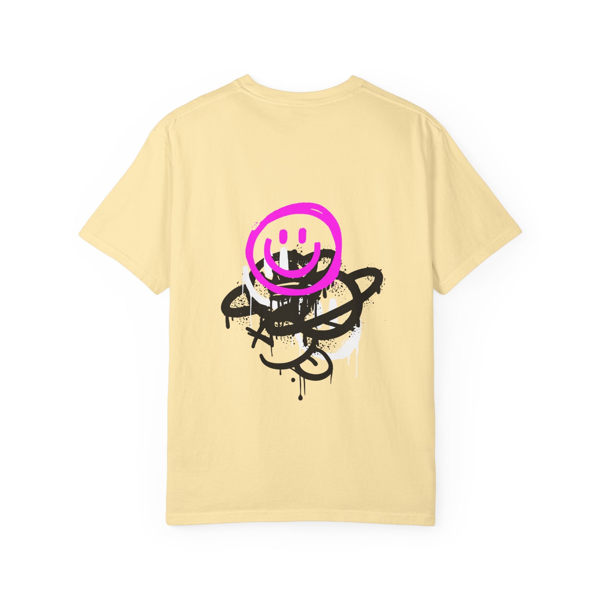 Smiley Graffiti T-Shirt — Neon Pink Drip Streetwear Tee
