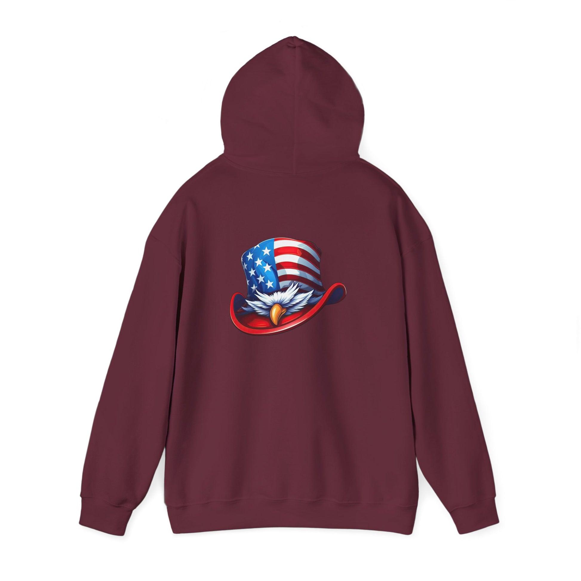 Patriotic Eagle Top Hat Hoodie — American Flag Bald Eagle Graphic Hoodie