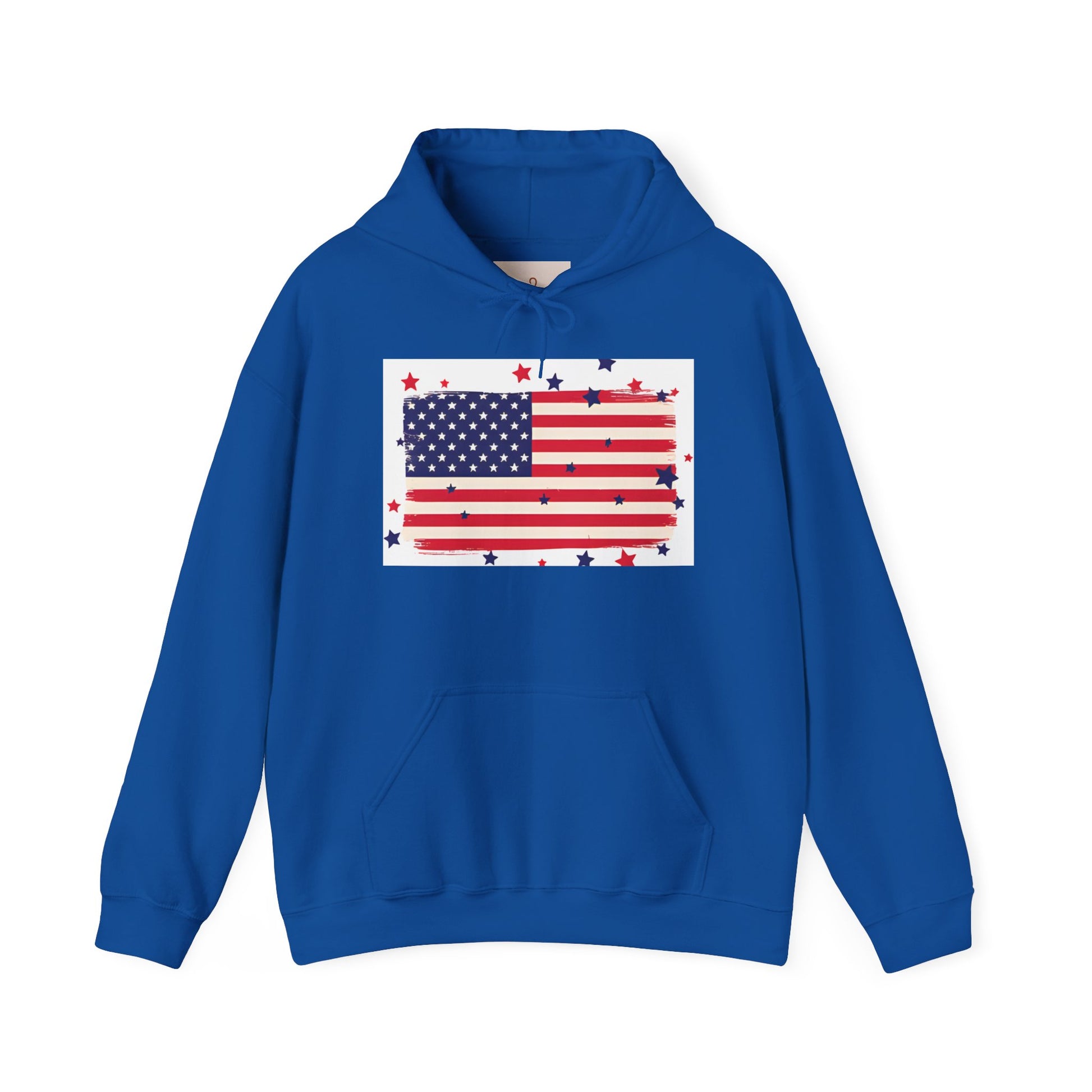 Patriotic Hooded Sweatshirt with Stars and Stripes