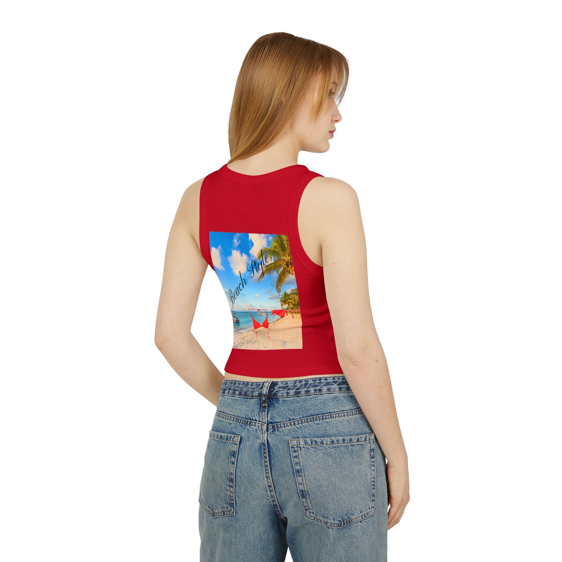 Beach Vibes Racer Tank Top — 'Beach Mode' Tropical Summer Crop