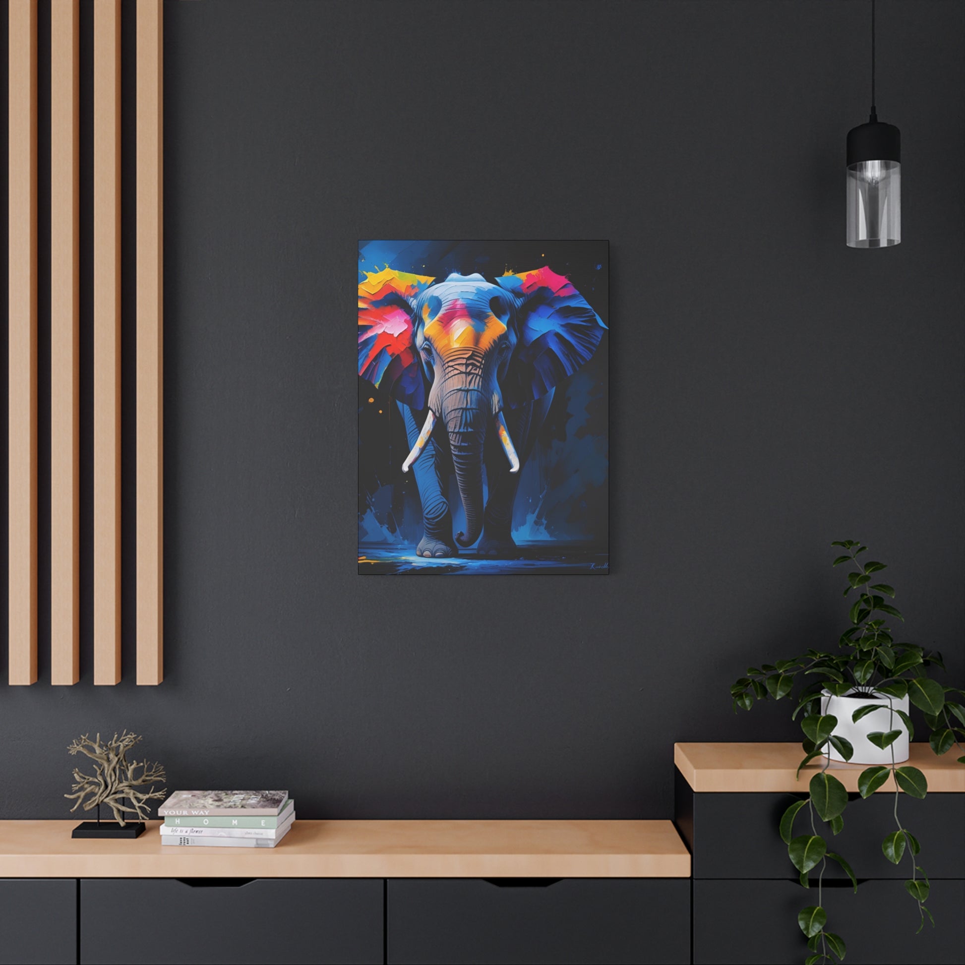 Colorful Elephant Canvas Wall Art, Vibrant Home Decor, Animal Lover Gift, Modern Art Print