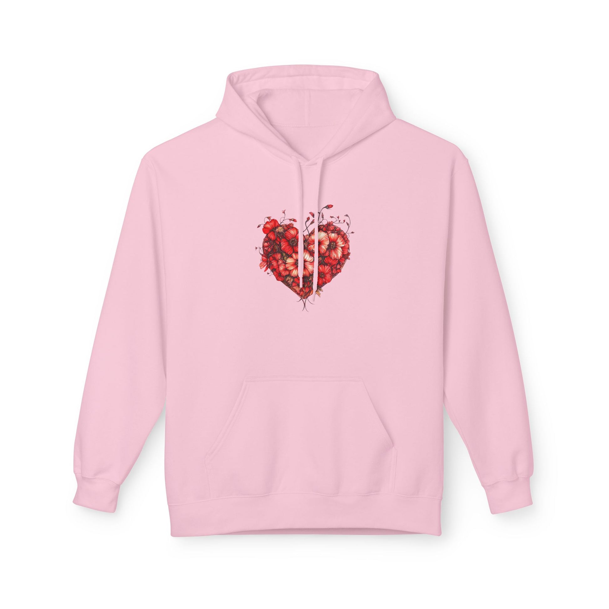 Watercolor Rose Heart Hoodie — Floral Valentine Pullover