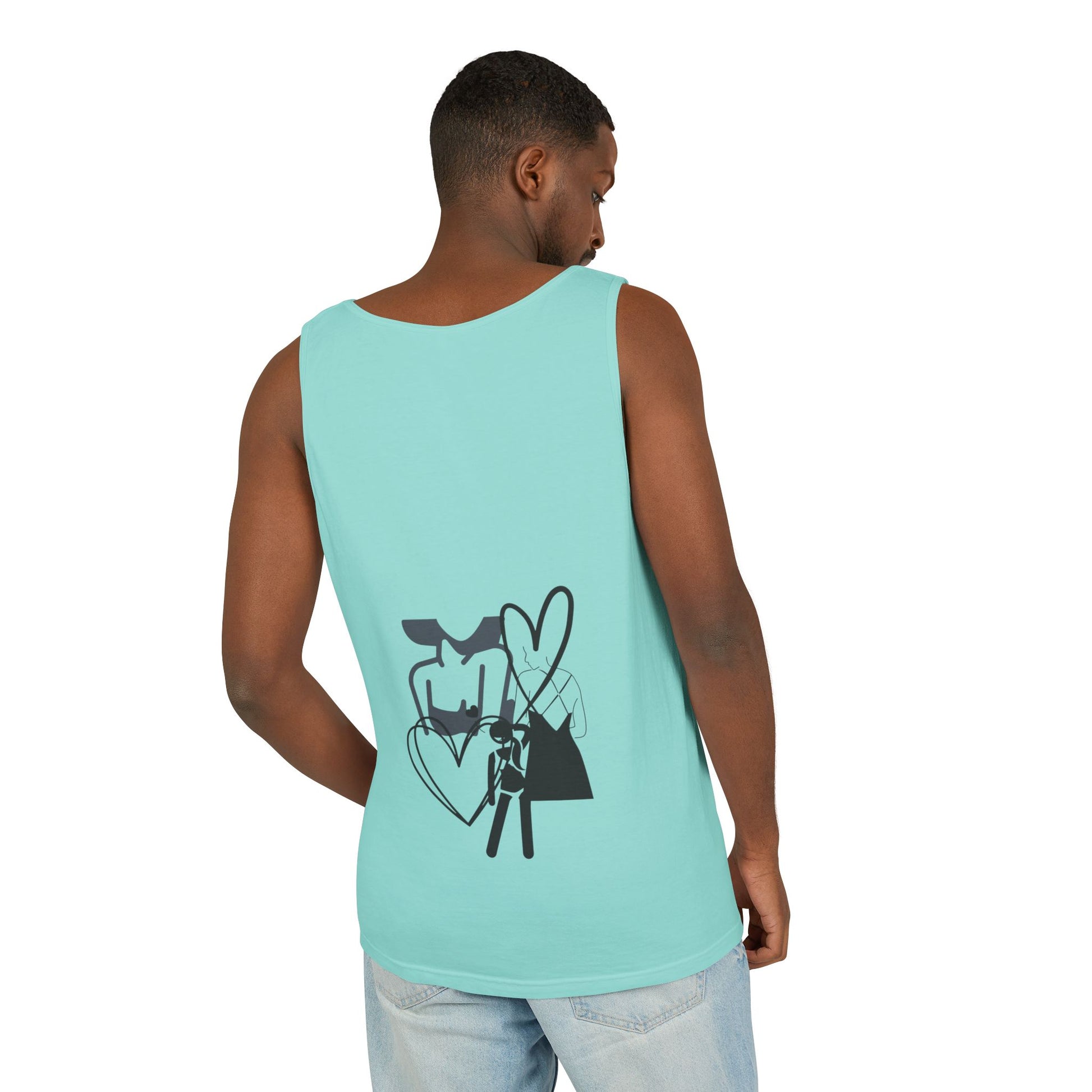 Abstract Love Graphic Tank Top — Minimalist Couple Heart Artwork