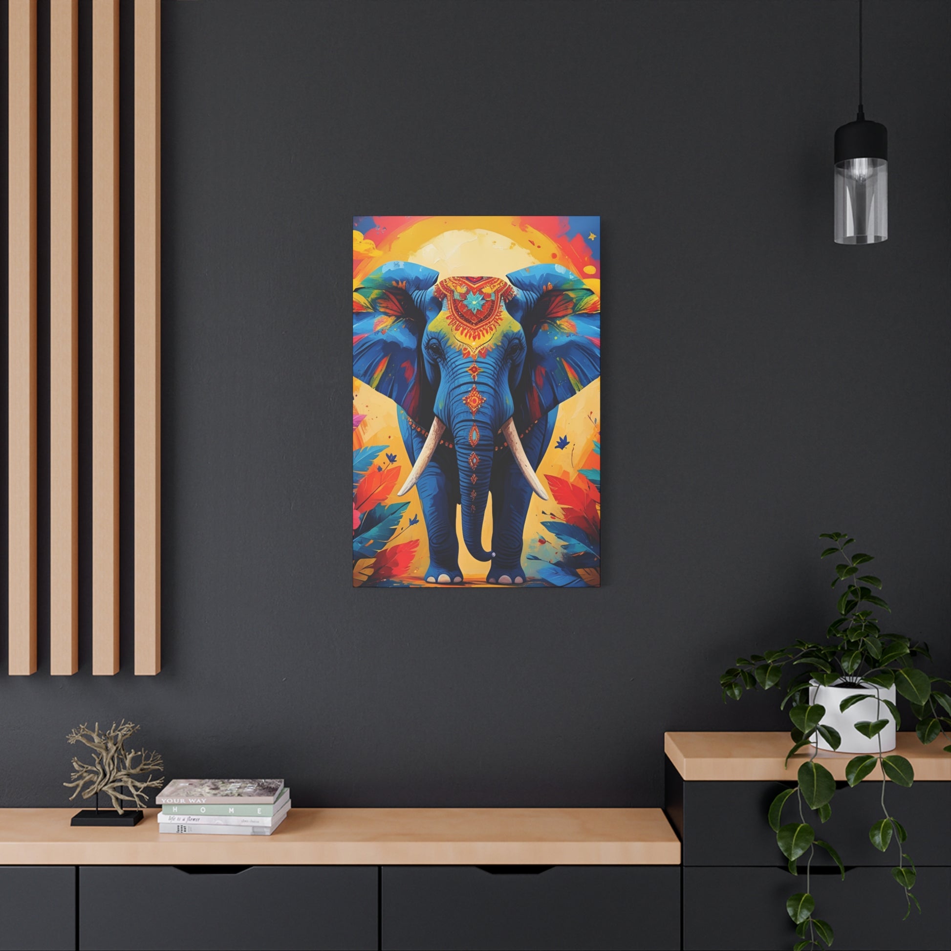 Vibrant Elephant Canvas Print, Colorful Wall Art, Bohemian Home Decor, Unique Gift, Jungle Theme Decoration
