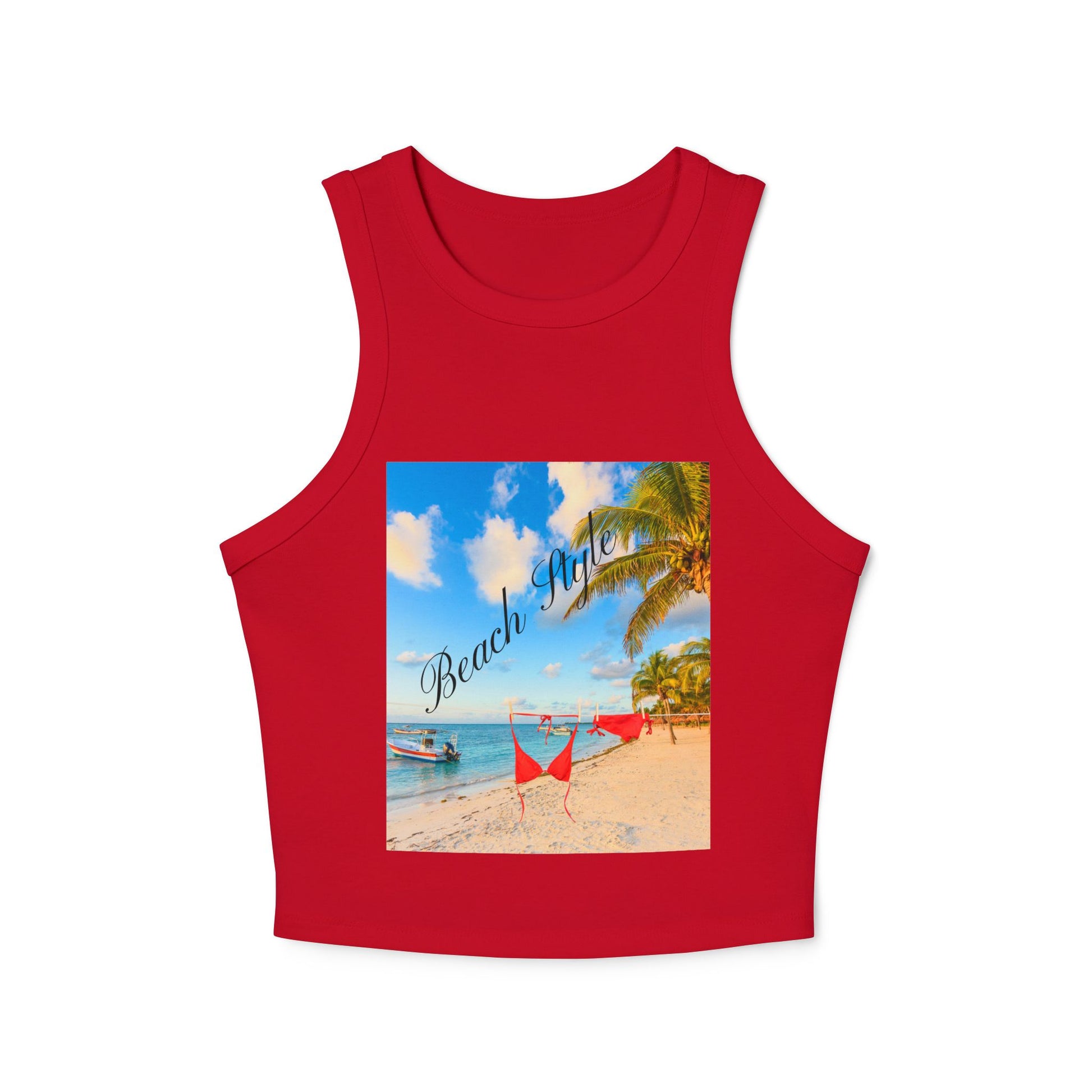 Beach Vibes Racer Tank Top — 'Beach Mode' Tropical Summer Crop