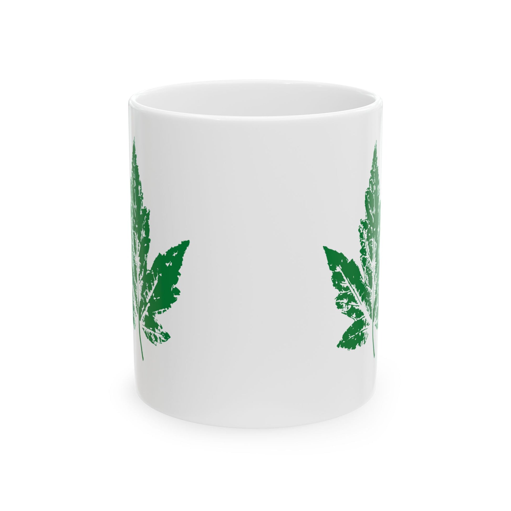Nature-Inspired Ceramic Mug, Green Leaf