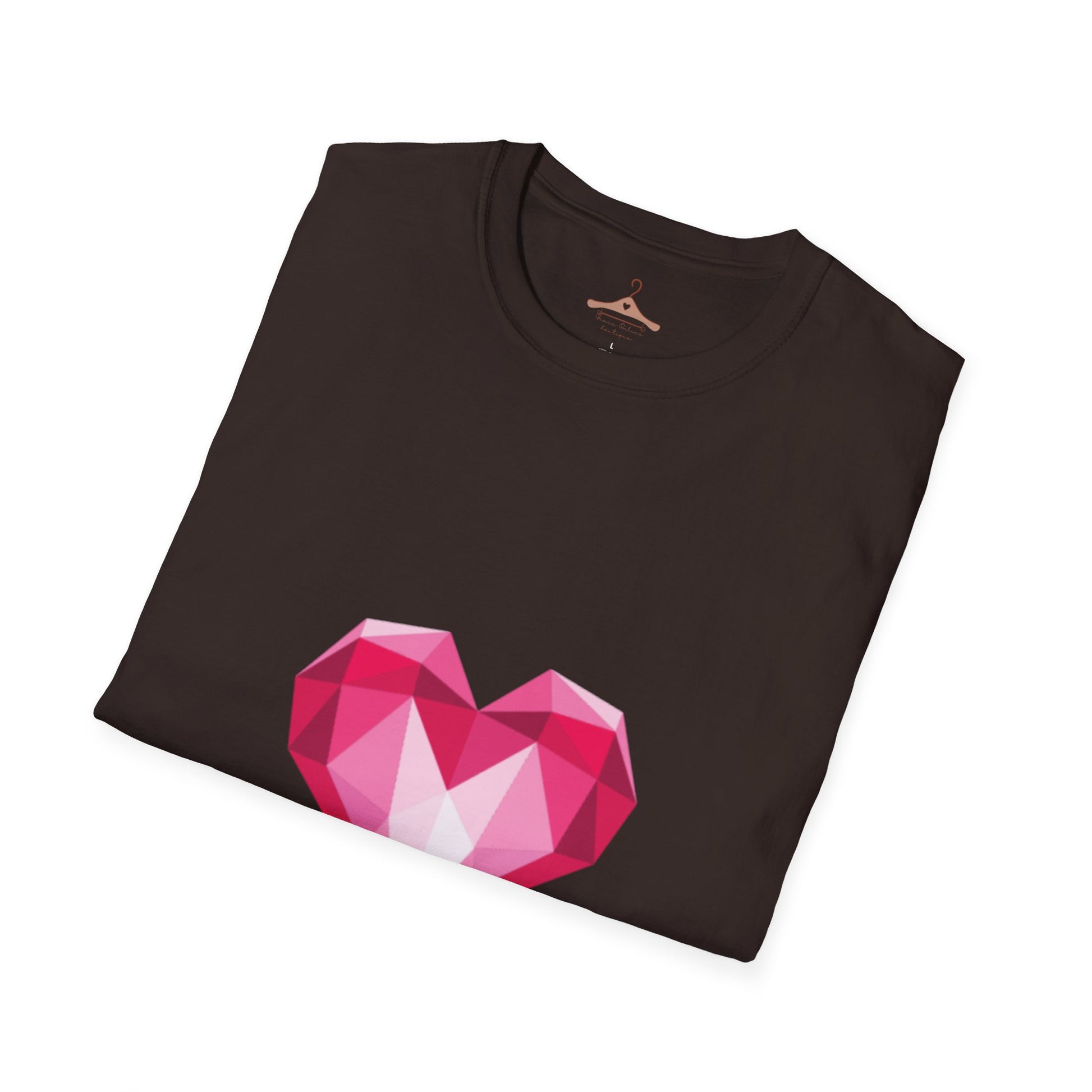 Geometric Pink Gem Heart T-Shirt