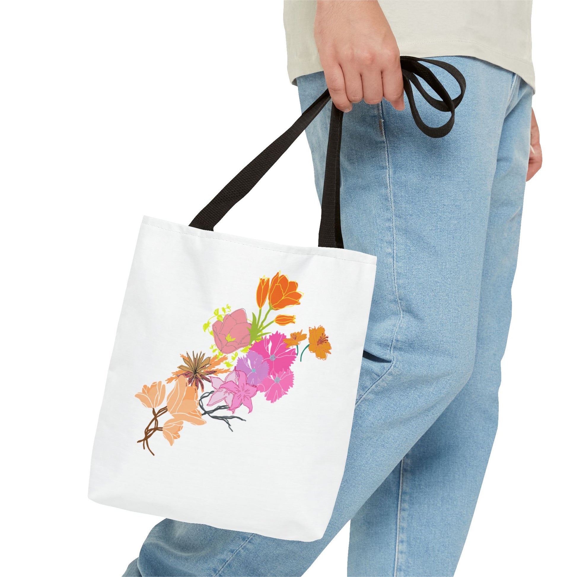 Floral Print Tote Bag, Eco-Friendly Shopping Tote, Boho Chic Bag, Flower Lover Gift, Reusable Grocery Bag, Spring Accessory