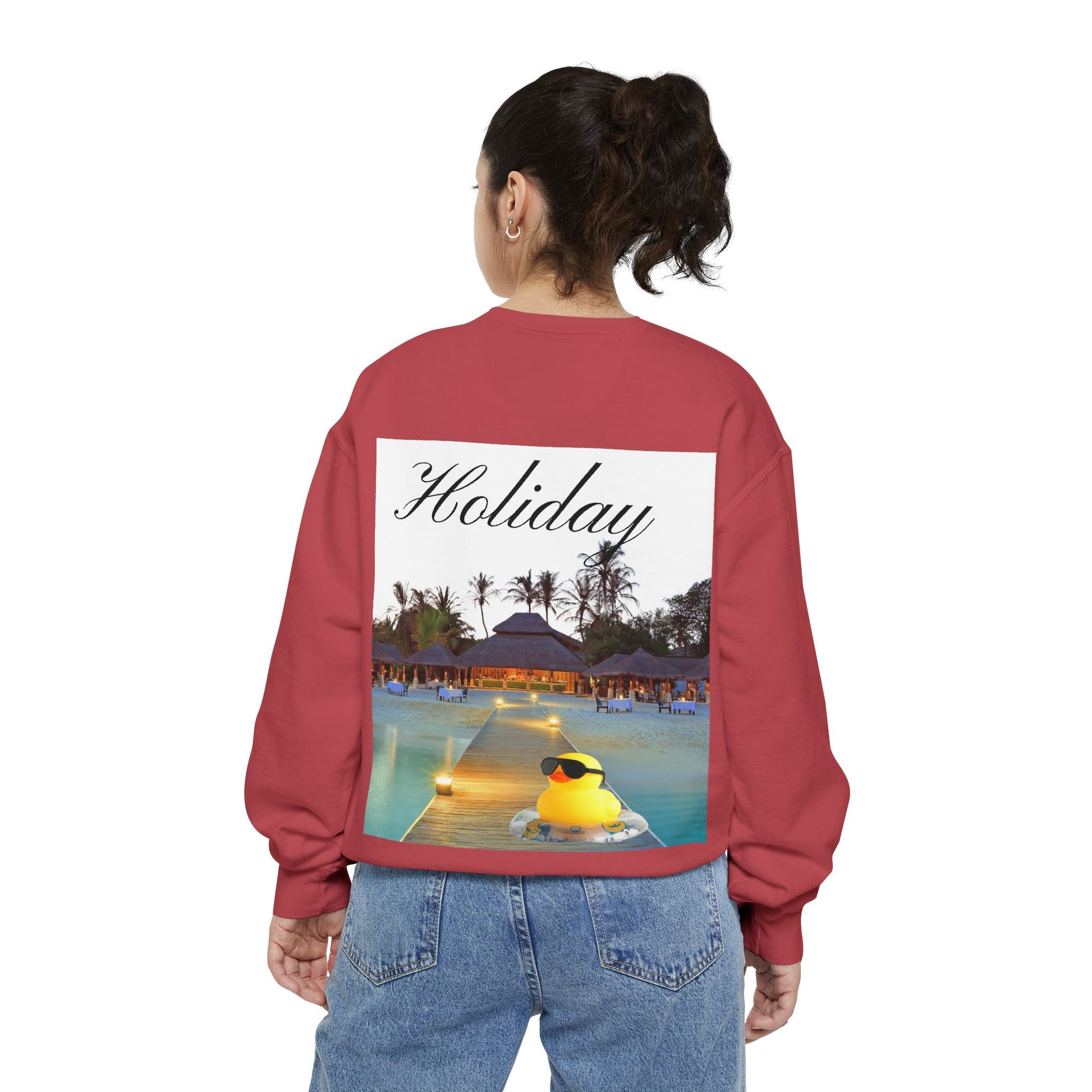 Holiday Rubber Duck Sweatshirt — Tropical Beach Graphic Sweatshirt