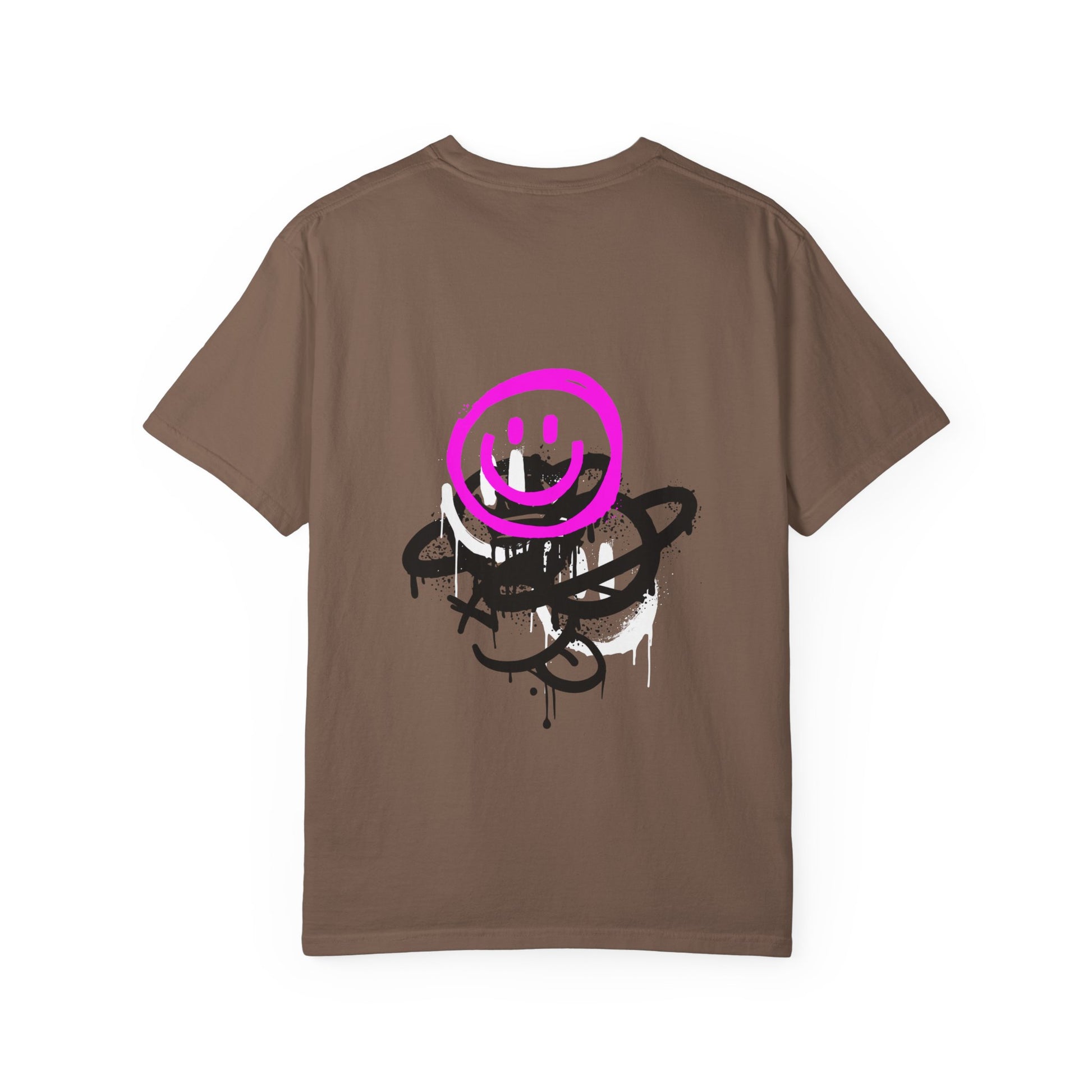 Smiley Graffiti T-Shirt — Neon Pink Drip Streetwear Tee