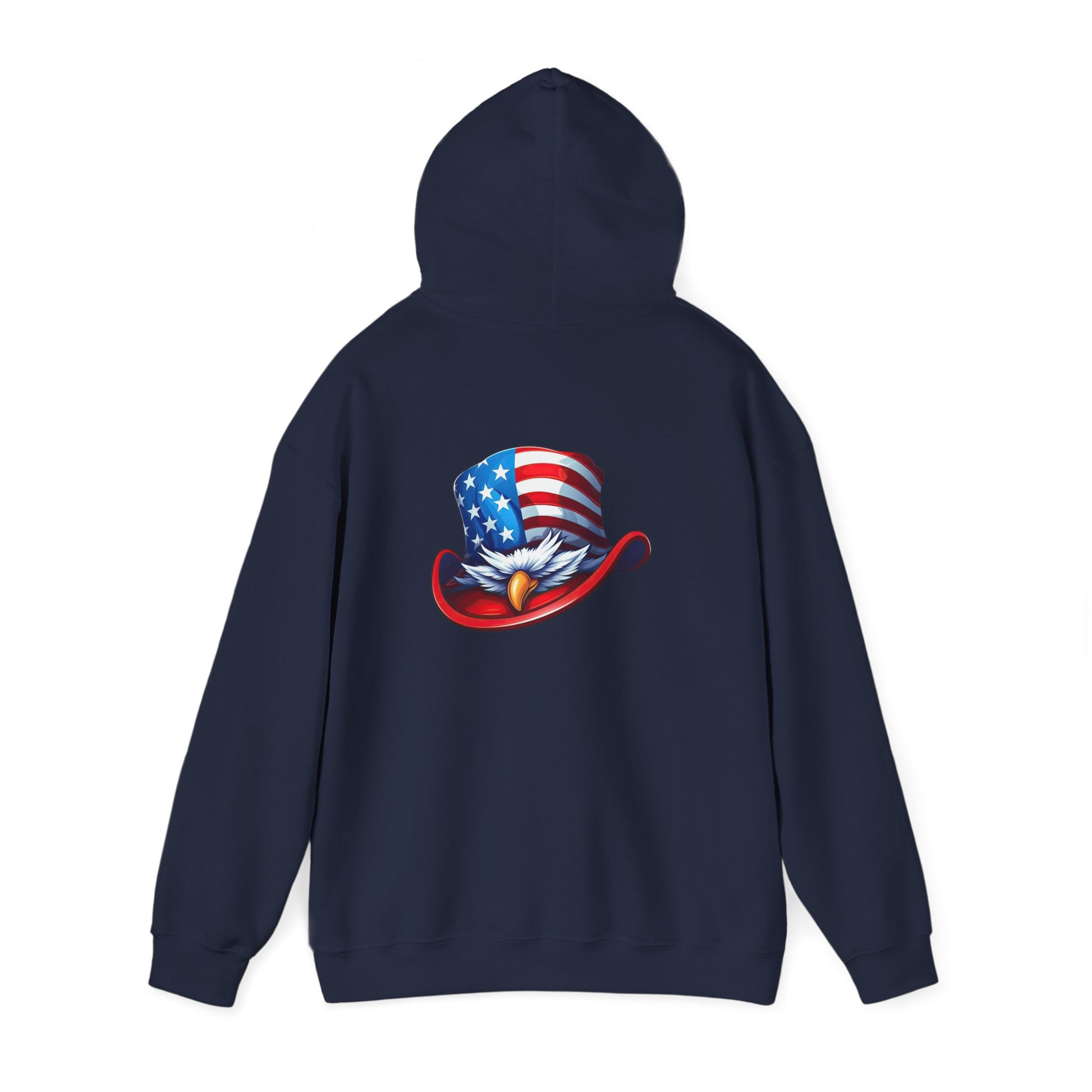 Patriotic Eagle Top Hat Hoodie — American Flag Bald Eagle Graphic Hoodie