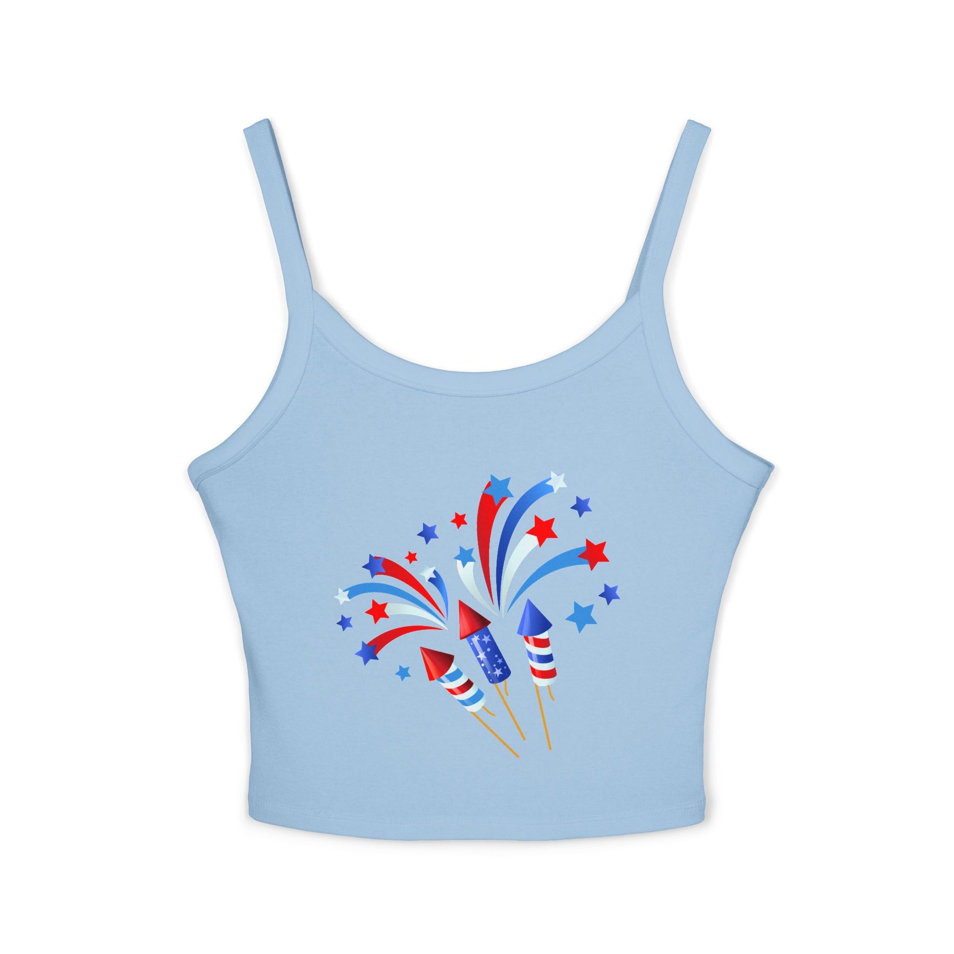 Patriotic Fireworks Tank Top — Red, White & Blue Rocket Sparkle